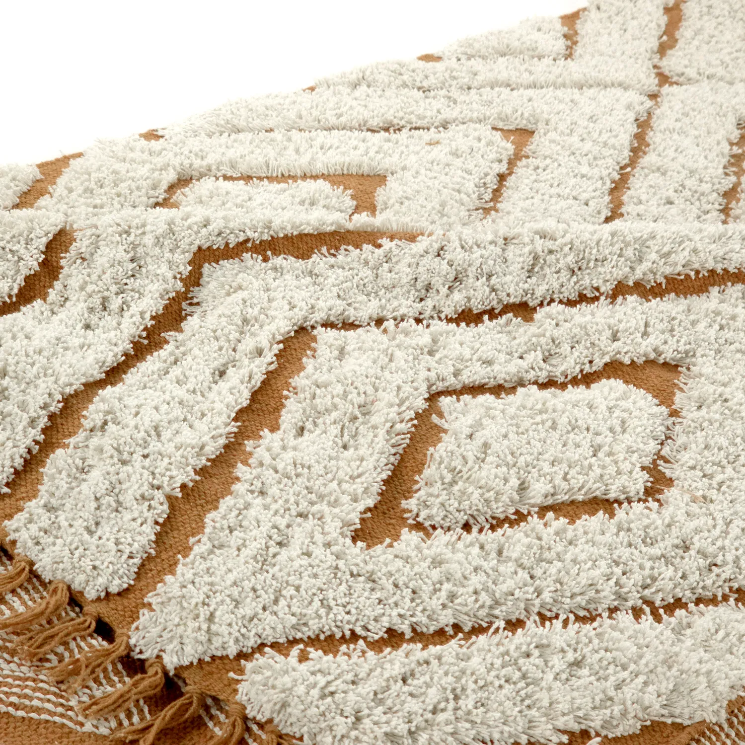 Tapetes felpudos - Holwell Natural Cotton Shaggy (umazano bela/rjava)