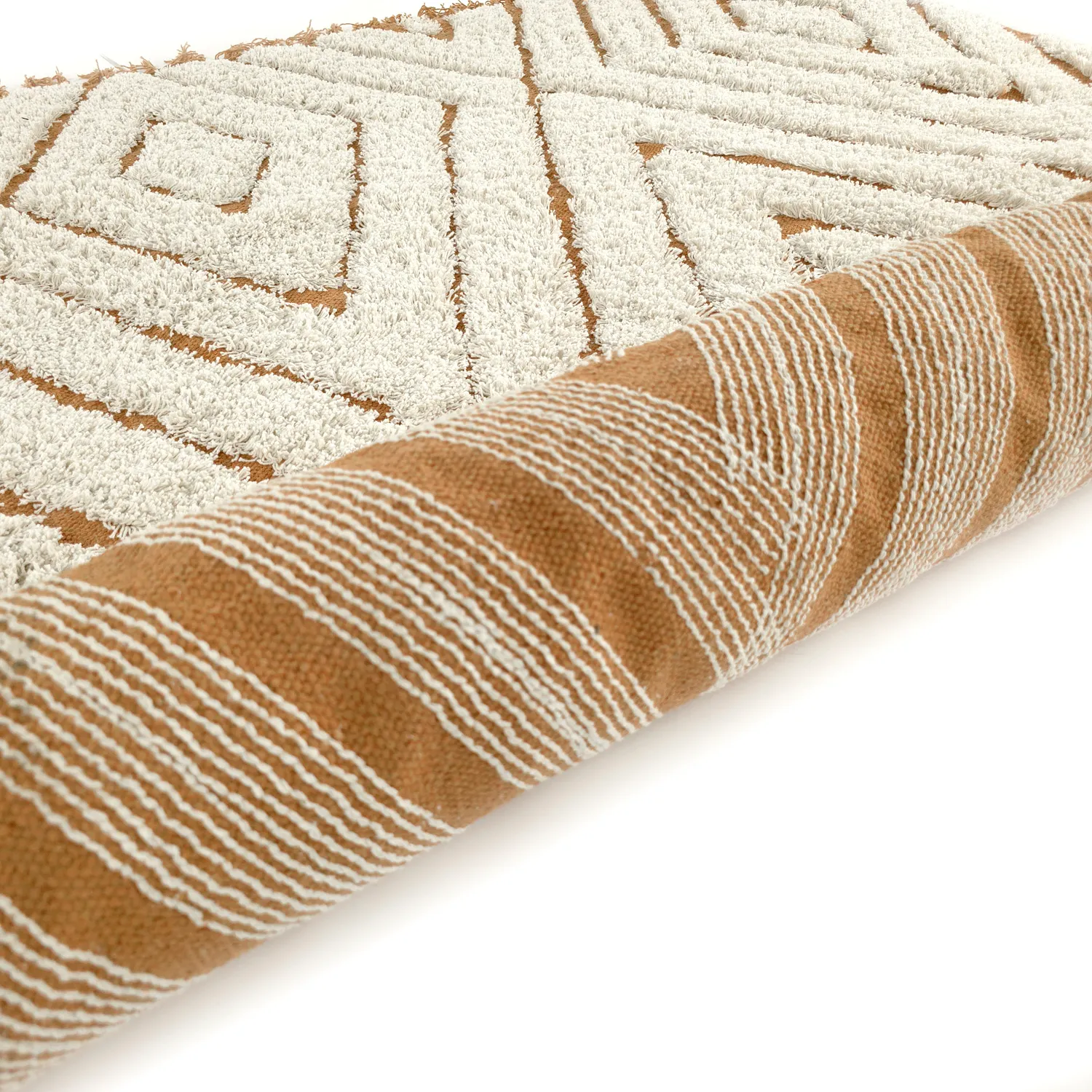 Tapetes felpudos - Holwell Natural Cotton Shaggy (umazano bela/rjava)