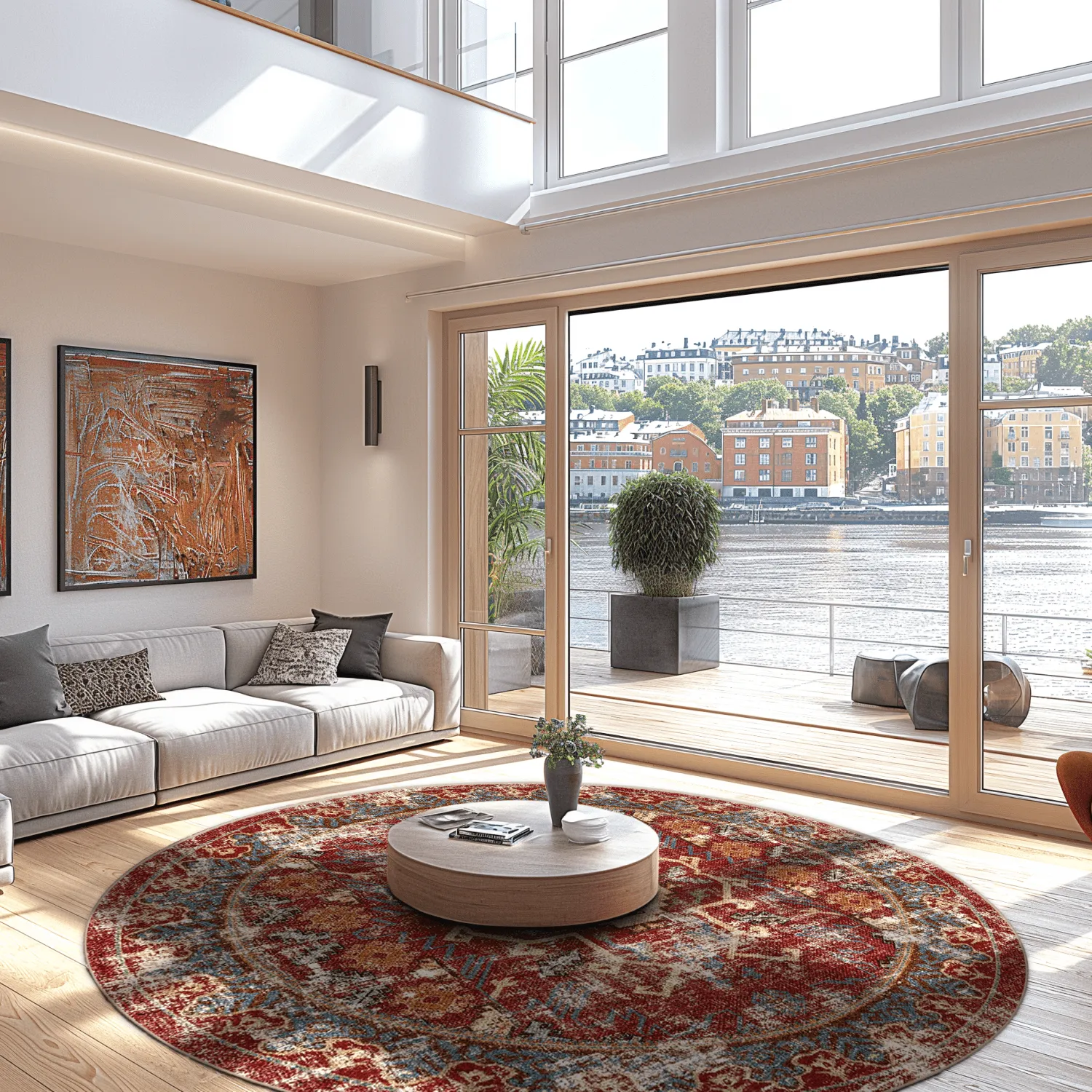 Tapete redondo - Idri (vermelho/multicolorido)