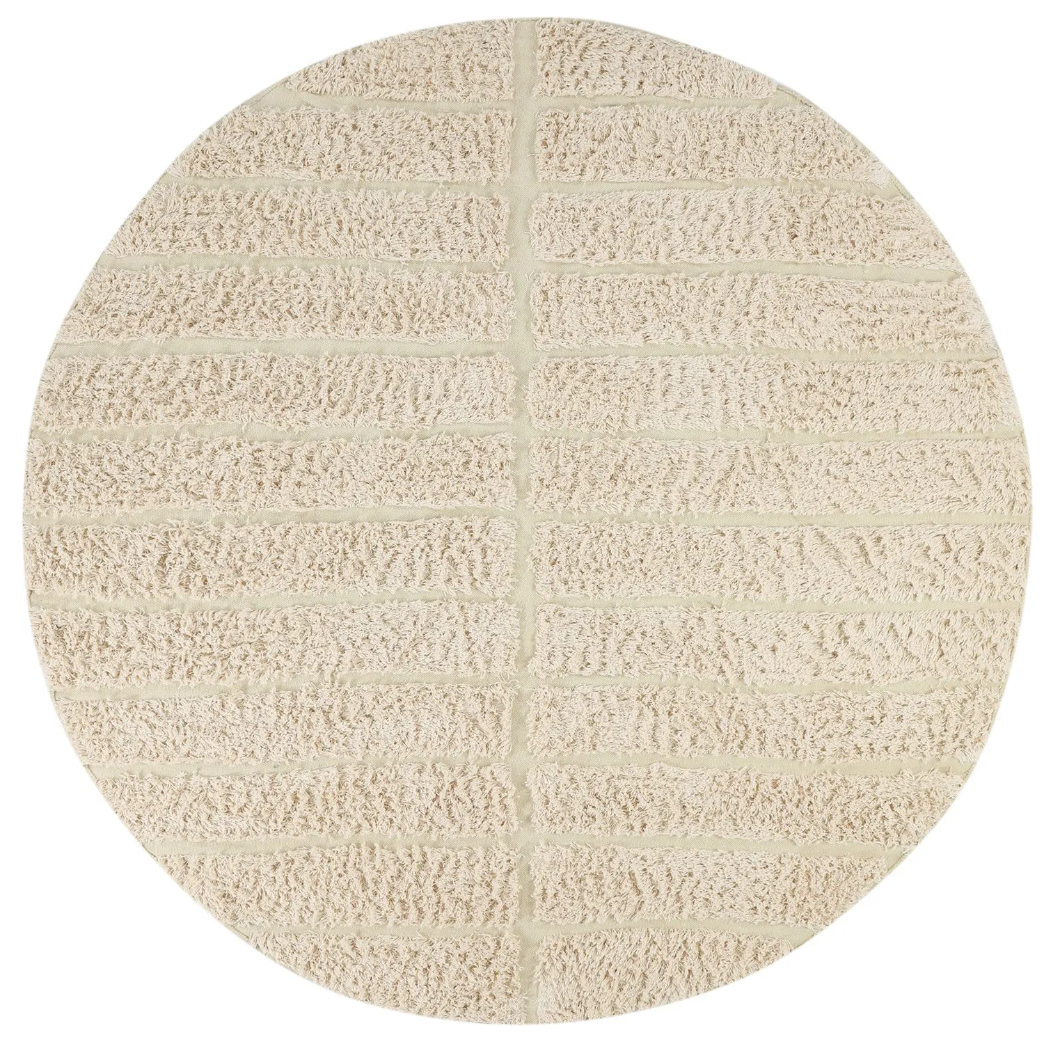Tapete redondo - Ikara Natural Cotton Shaggy (creme)