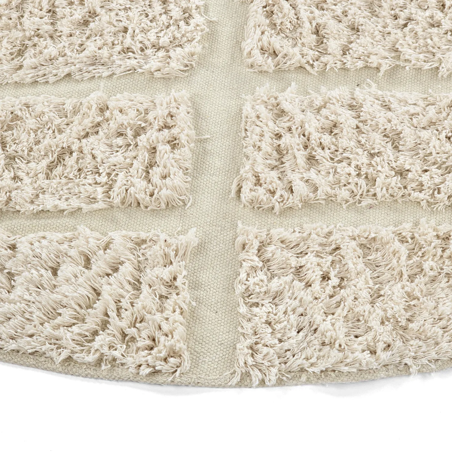 Tapete redondo - Ikara Natural Cotton Shaggy (creme)