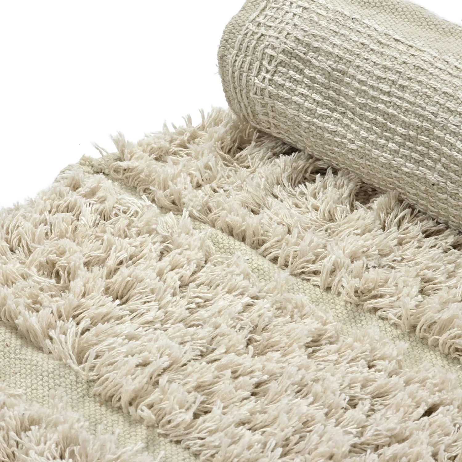 Tapete redondo - Ikara Natural Cotton Shaggy (creme)