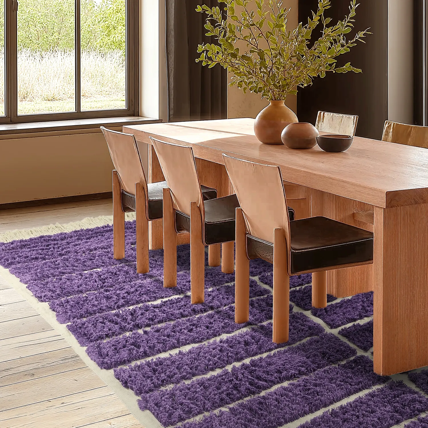 Tapetes felpudos - Ikara Natural Cotton Shaggy (roxo)