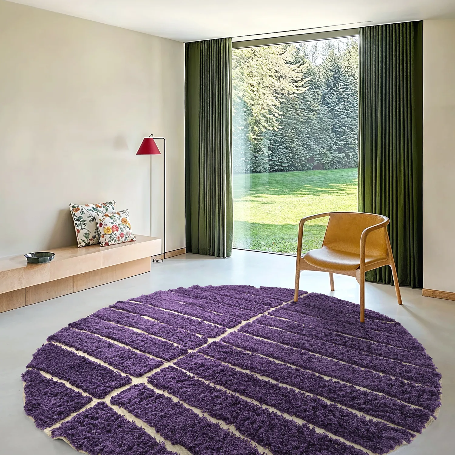 Tapete redondo - Ikara Natural Cotton Shaggy (roxo)