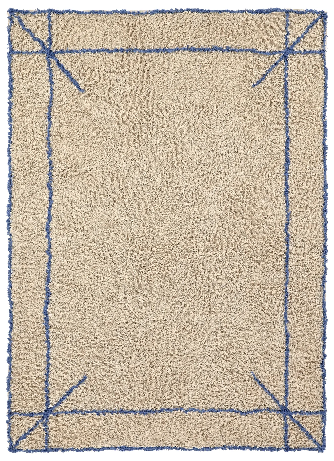 Tapetes felpudos - Kairi Natural Cotton Shaggy (bege/azul)