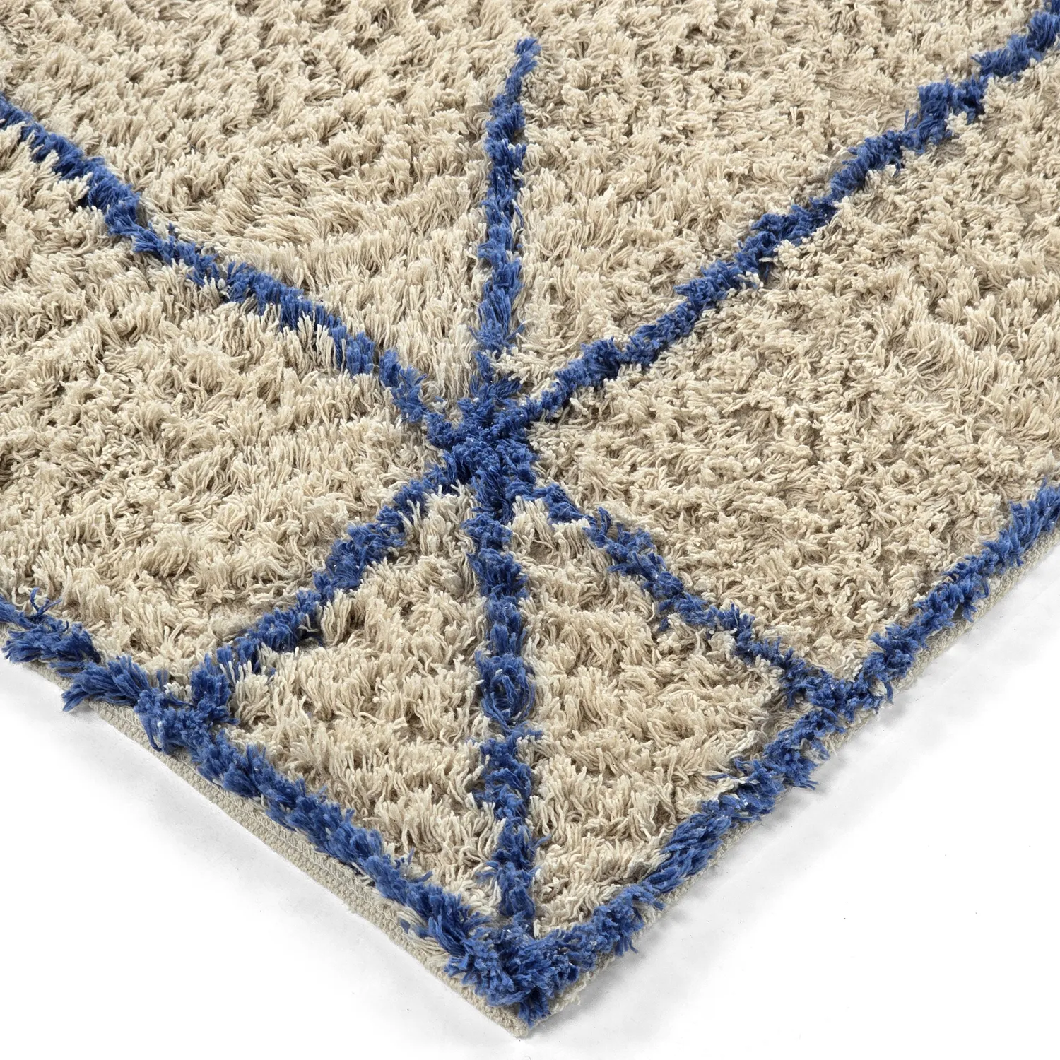 Tapetes felpudos - Kairi Natural Cotton Shaggy (bege/azul)