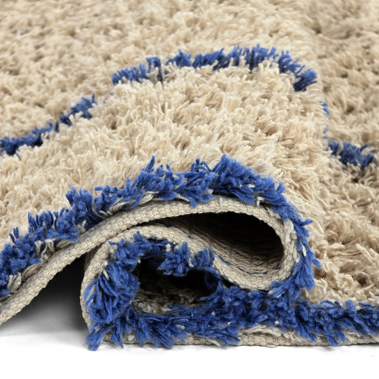 Tapetes felpudos - Kairi Natural Cotton Shaggy (bege/azul)