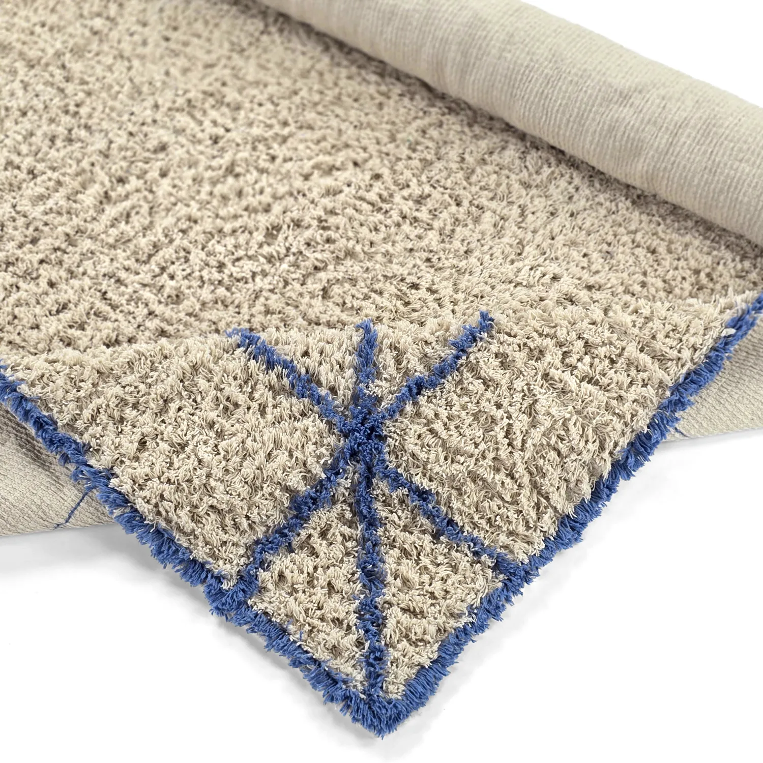 Tapetes felpudos - Kairi Natural Cotton Shaggy (bege/azul)