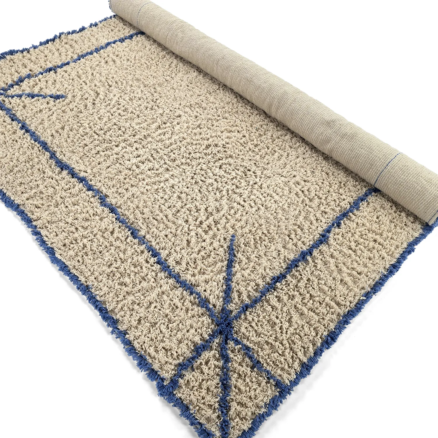 Tapetes felpudos - Kairi Natural Cotton Shaggy (bege/azul)