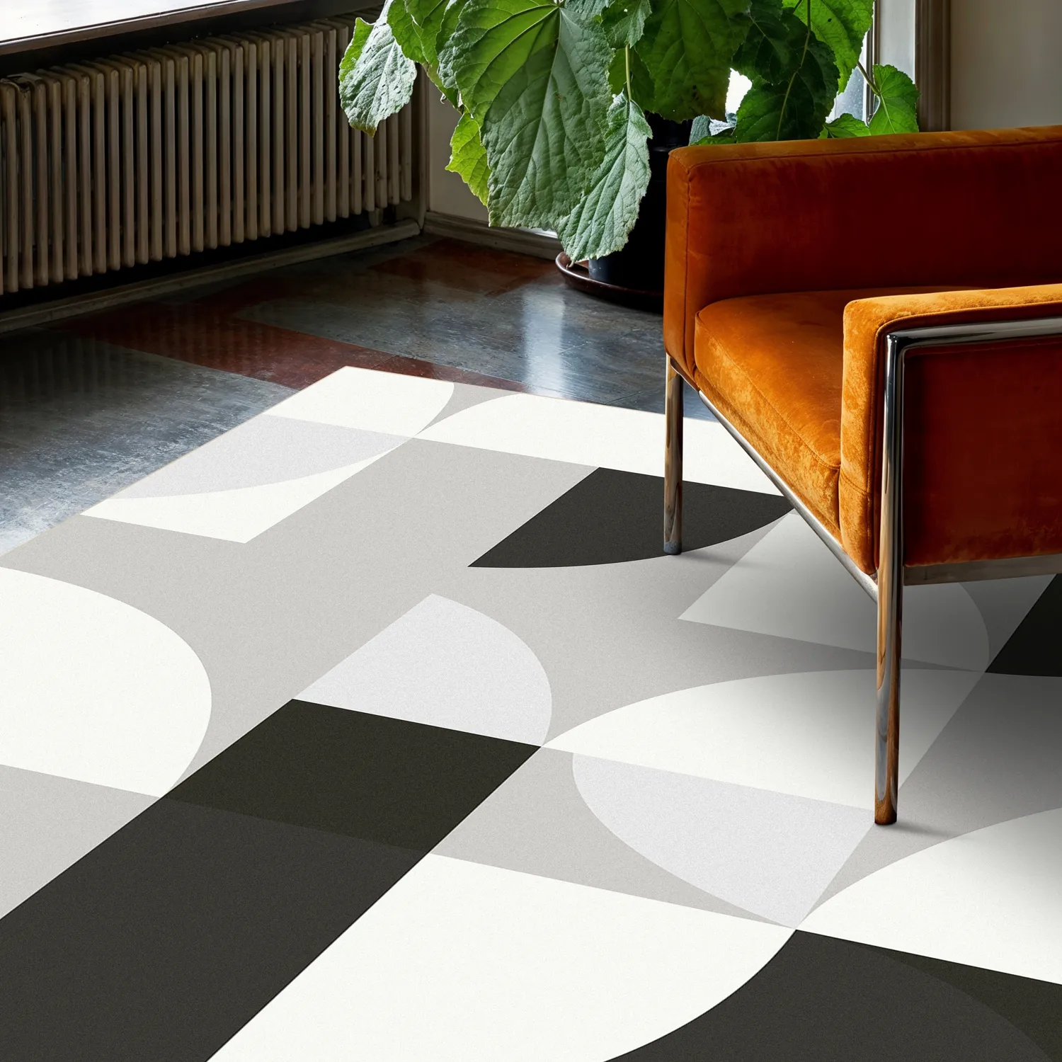 Tapete Wilton - Kalami (branco/cinza/preto)