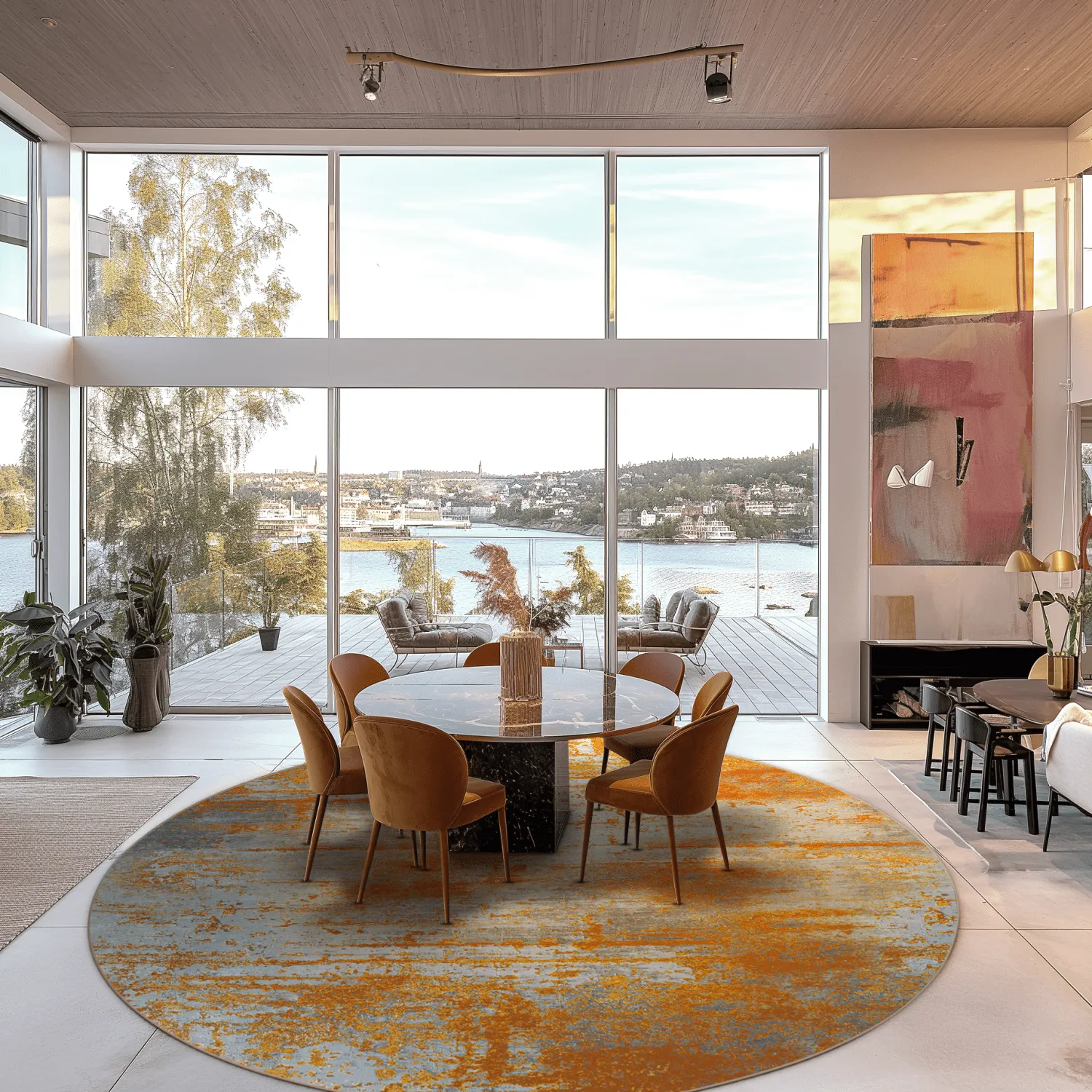 Tapete redondo - Kebira (marrom/azul)