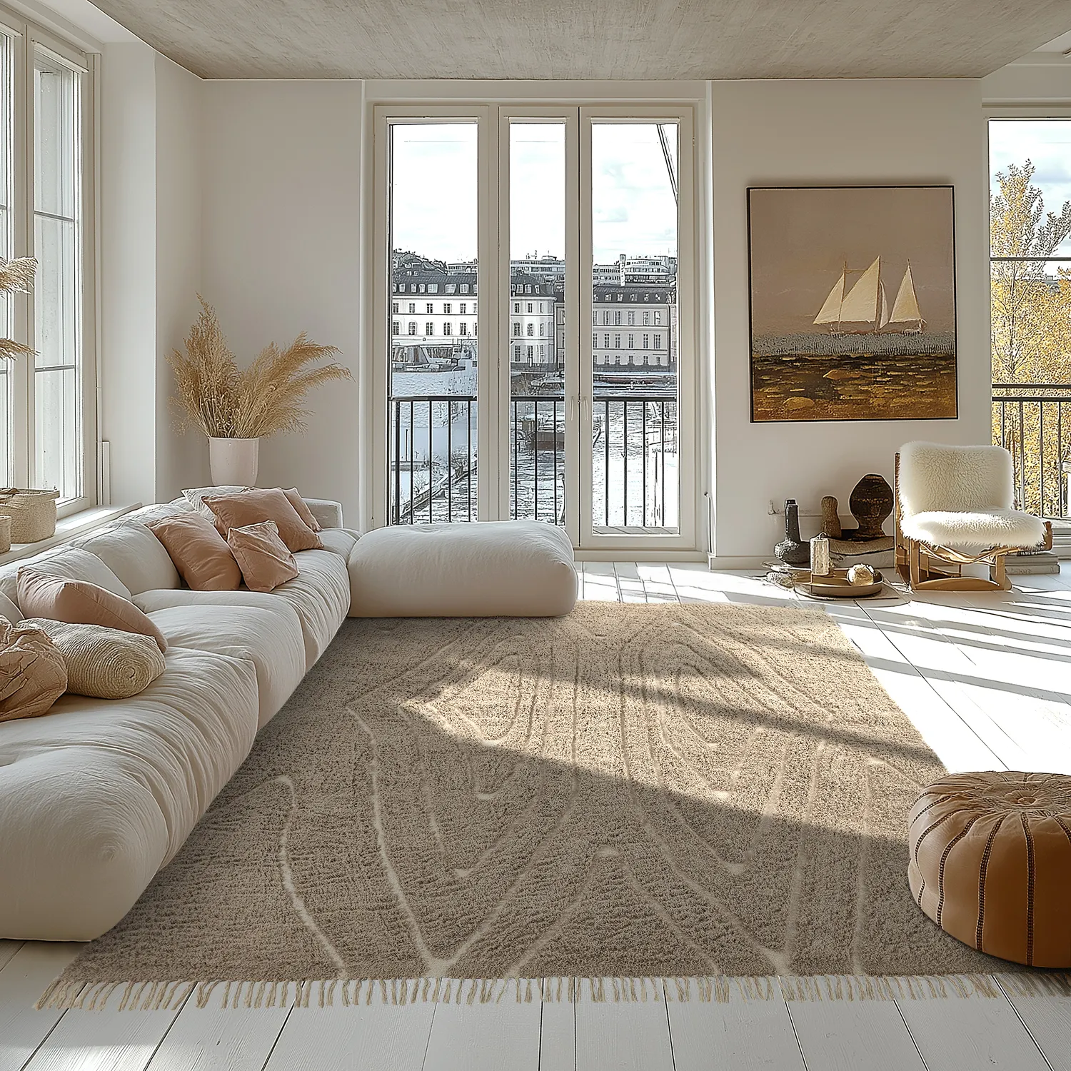 Tapetes felpudos - Kindon Natural Cotton Shaggy (bež/bela)