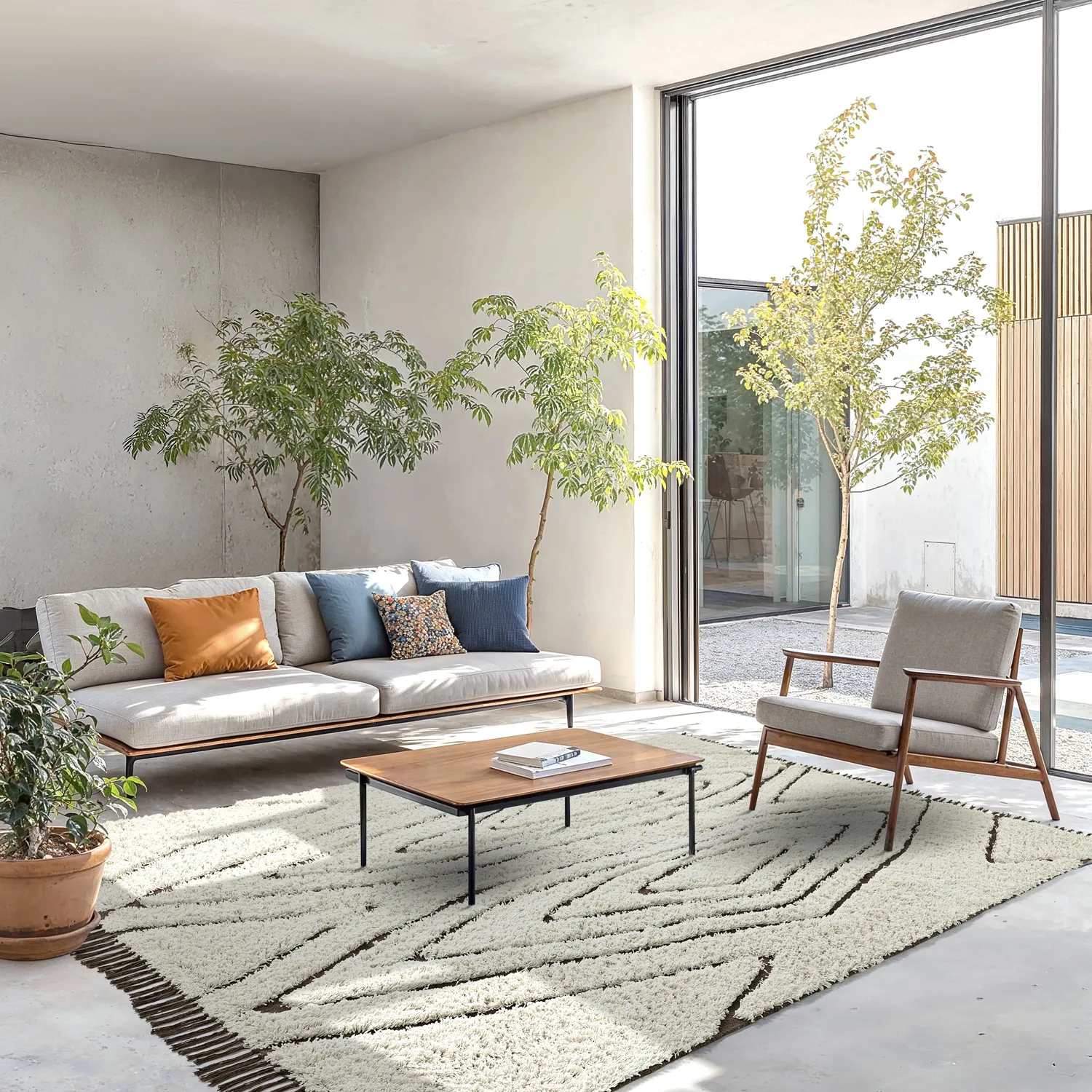 Tapetes felpudos - Kindon Natural Cotton Shaggy (umazano bela/rjava)