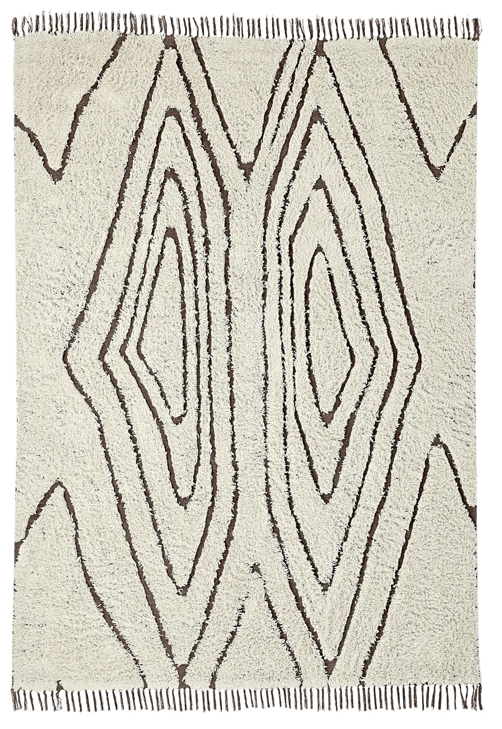 Tapetes felpudos - Kindon Natural Cotton Shaggy (umazano bela/rjava)