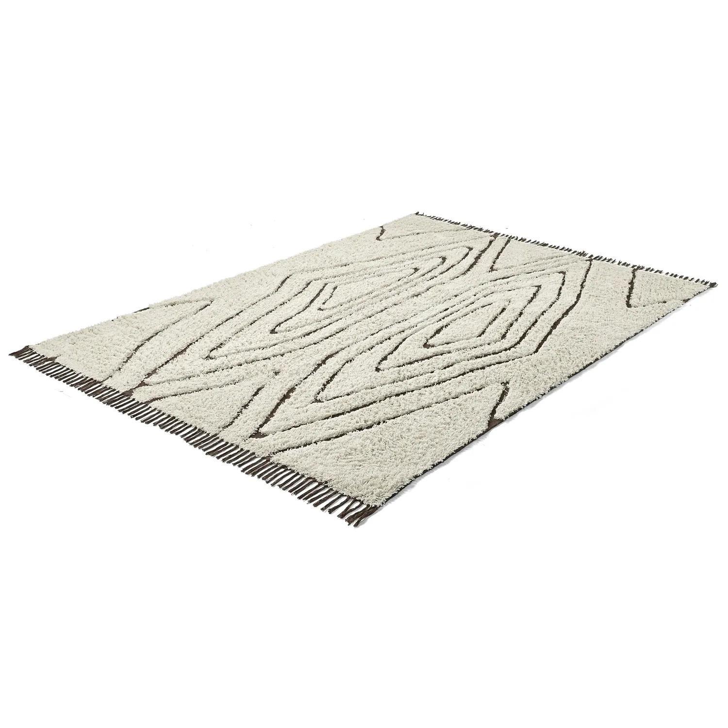 Tapetes felpudos - Kindon Natural Cotton Shaggy (umazano bela/rjava)