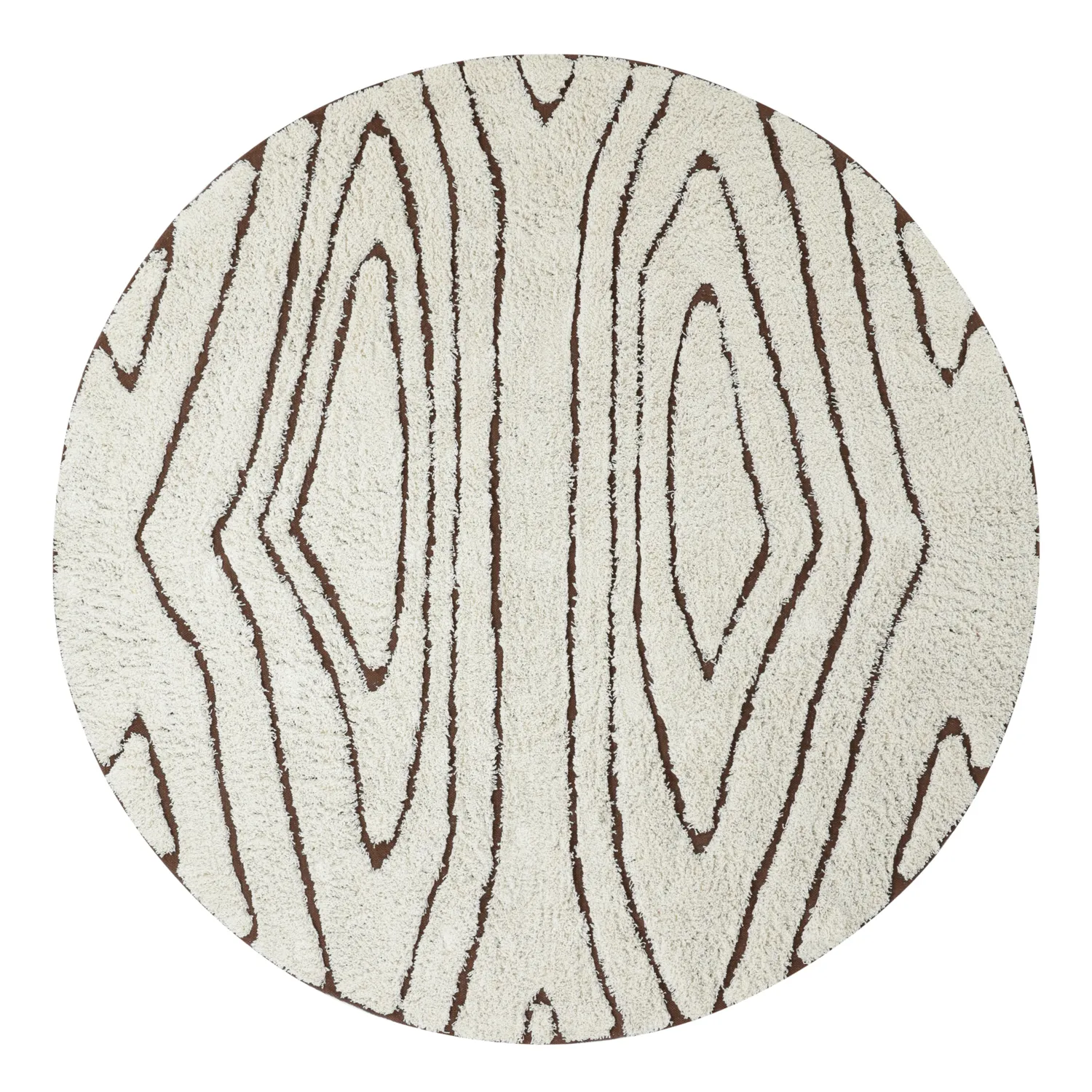 Tapete redondo - Kindon Natural Cotton Shaggy (umazano bela/rjava)