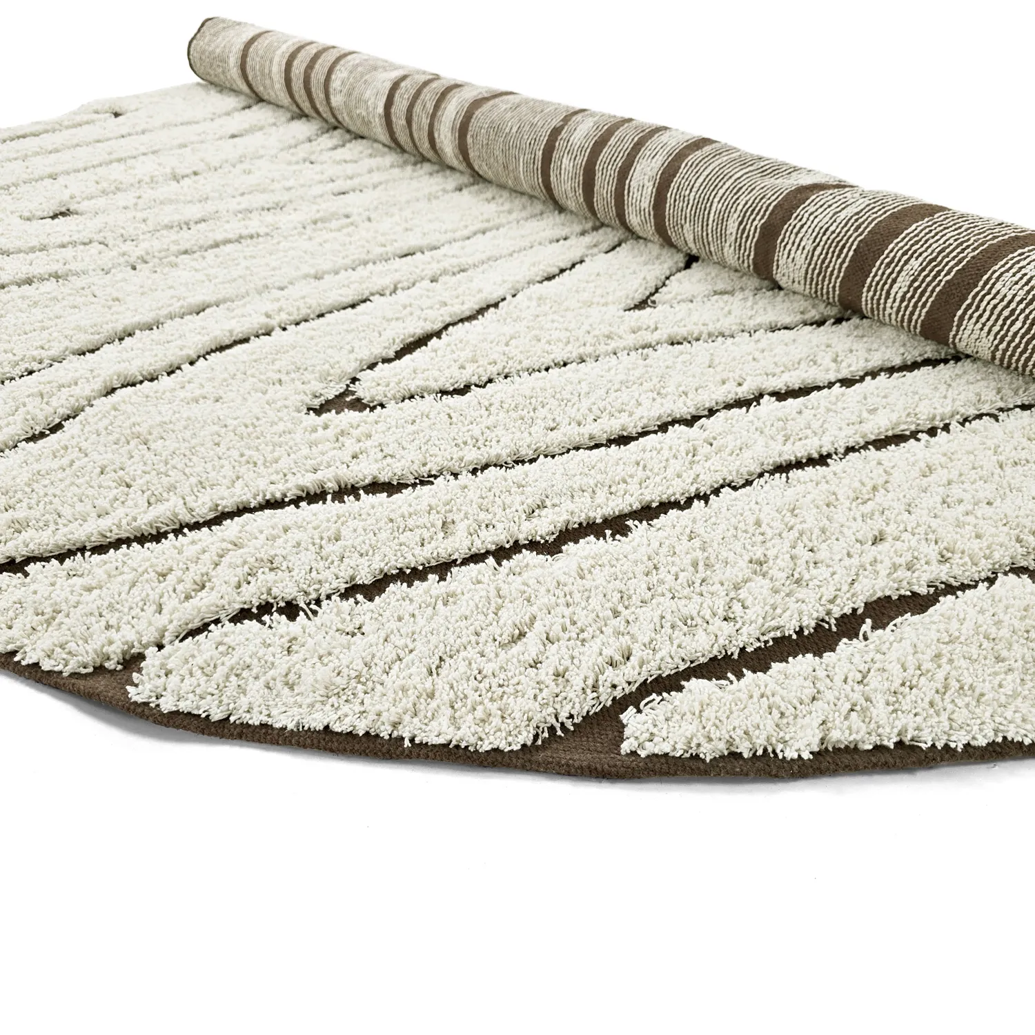 Tapete redondo - Kindon Natural Cotton Shaggy (umazano bela/rjava)