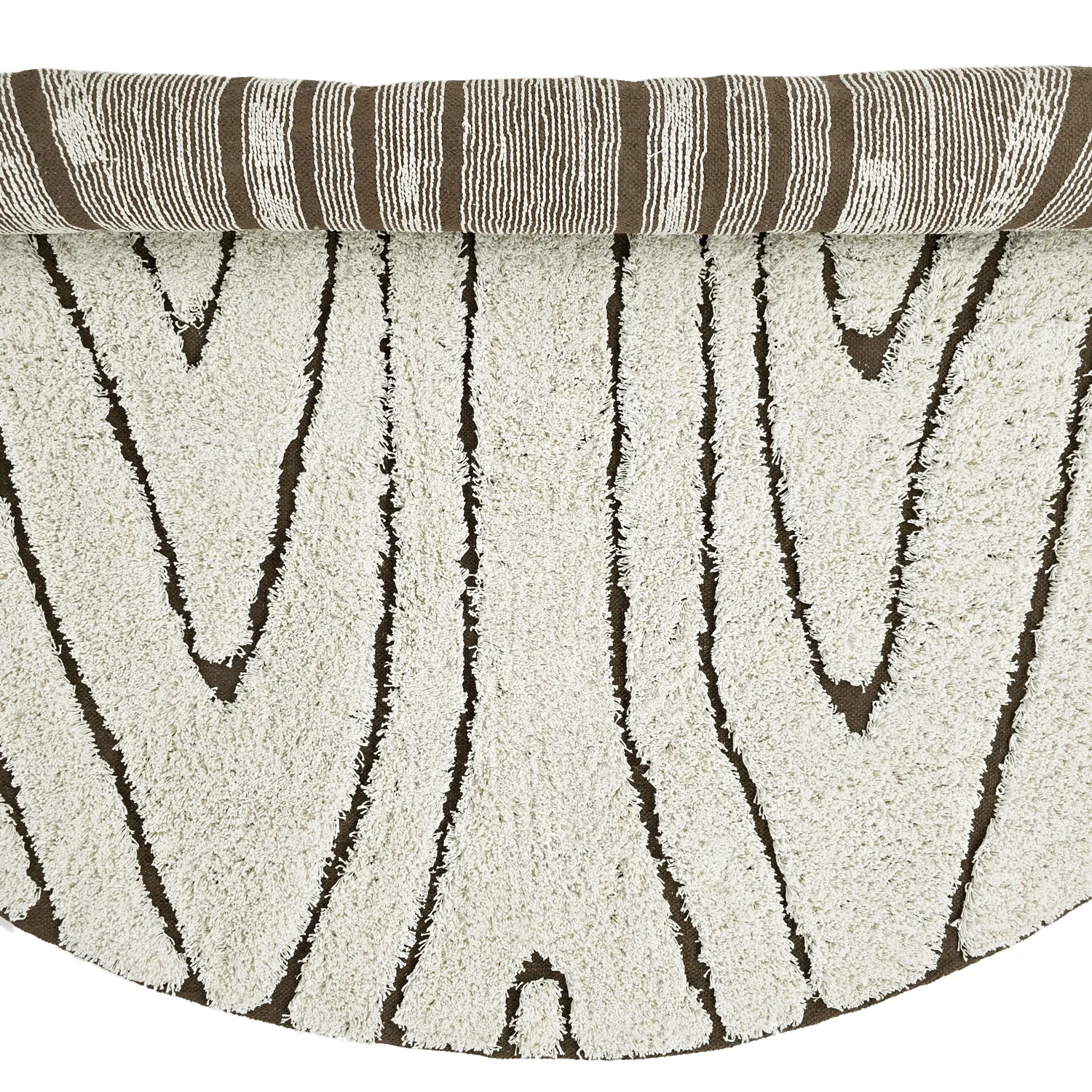 Tapete redondo - Kindon Natural Cotton Shaggy (umazano bela/rjava)