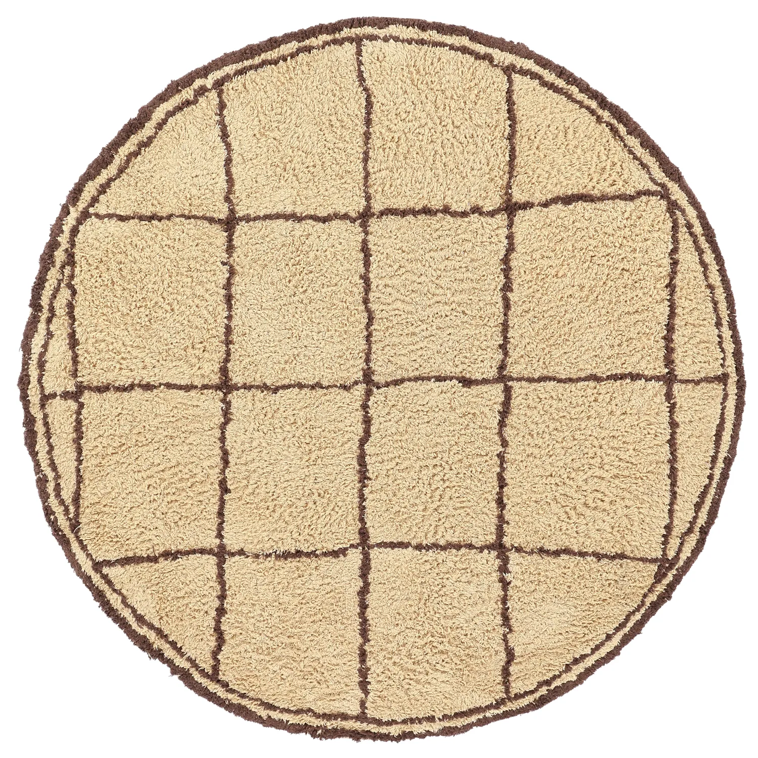 Tapete redondo - Lana Natural Cotton Shaggy (bege/marrom)