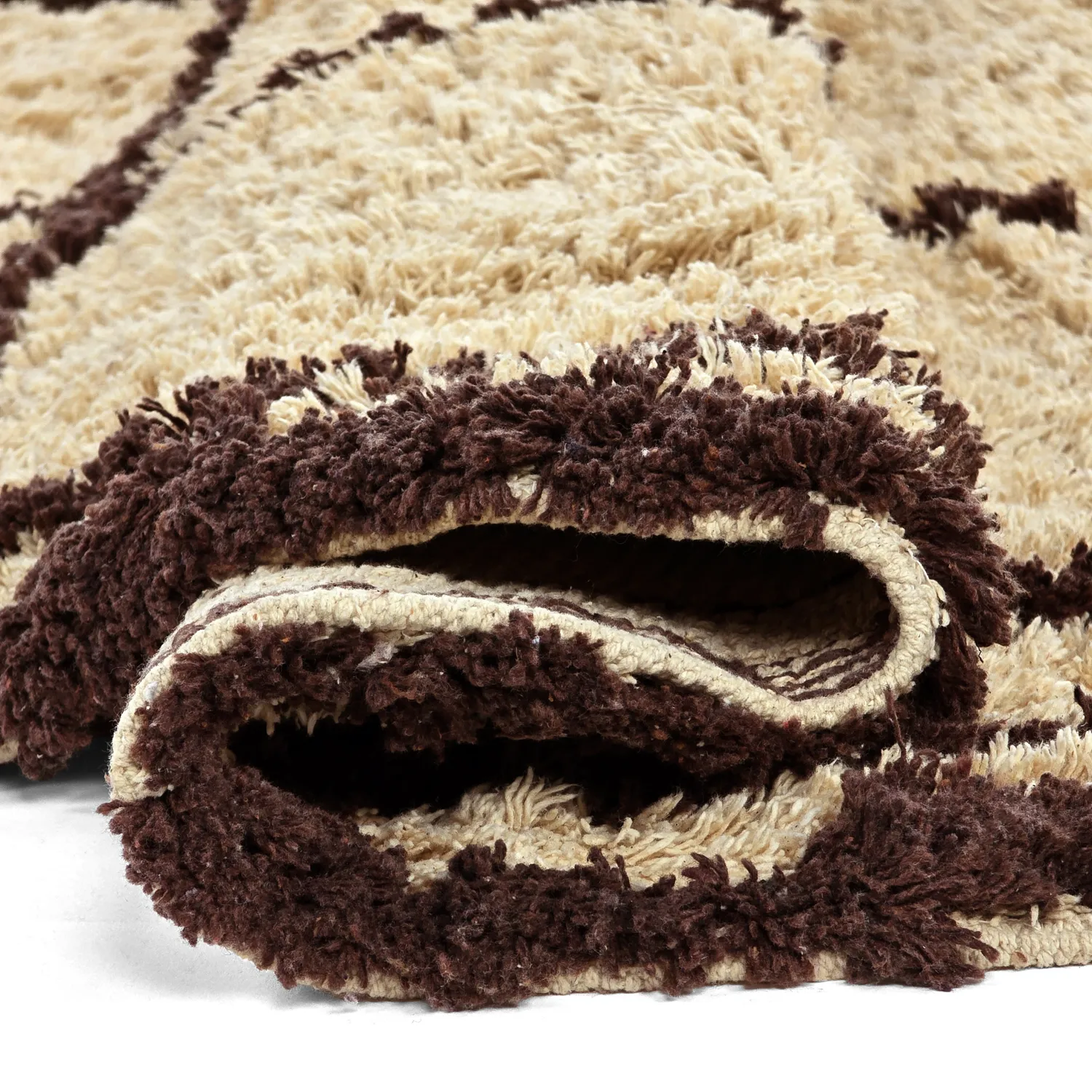 Tapete redondo - Lana Natural Cotton Shaggy (bege/marrom)