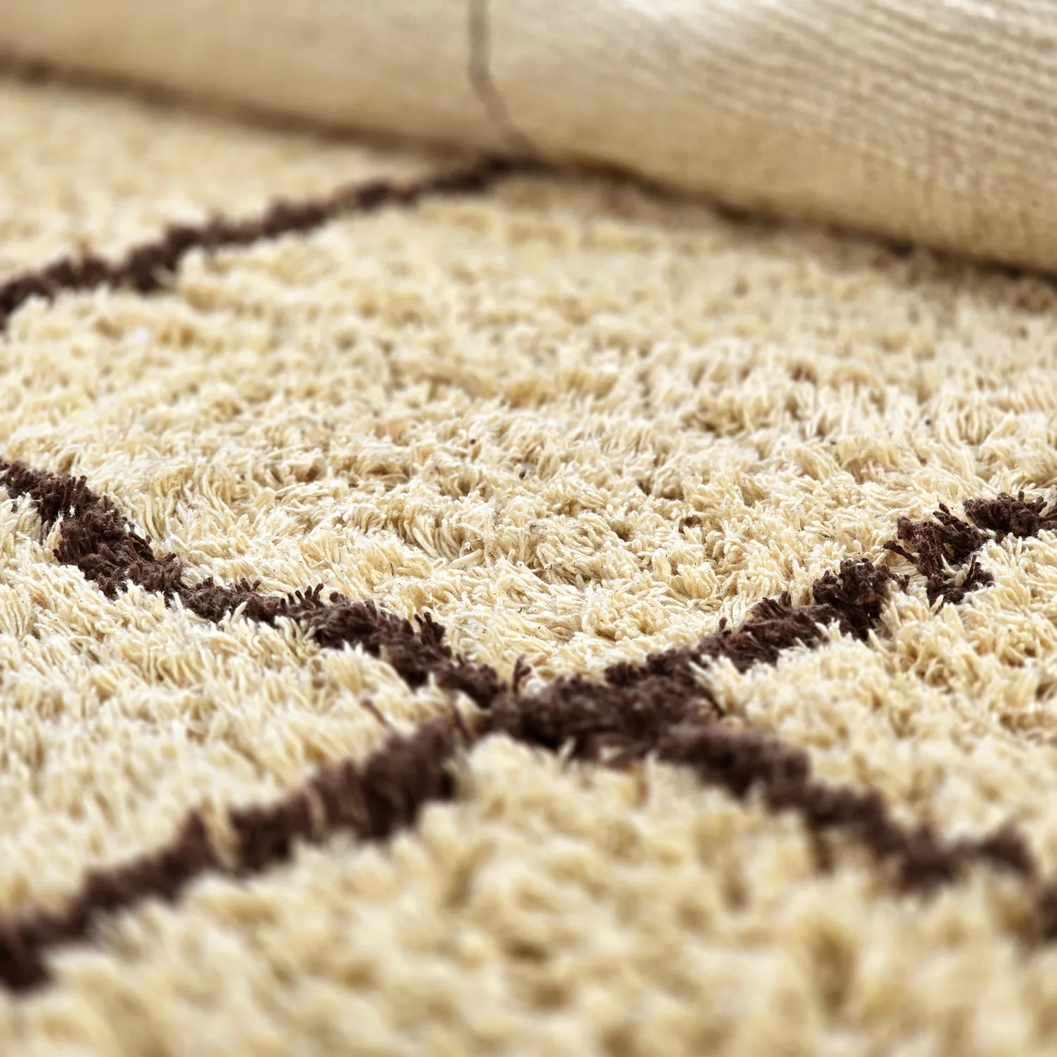 Tapete redondo - Lana Natural Cotton Shaggy (bege/marrom)