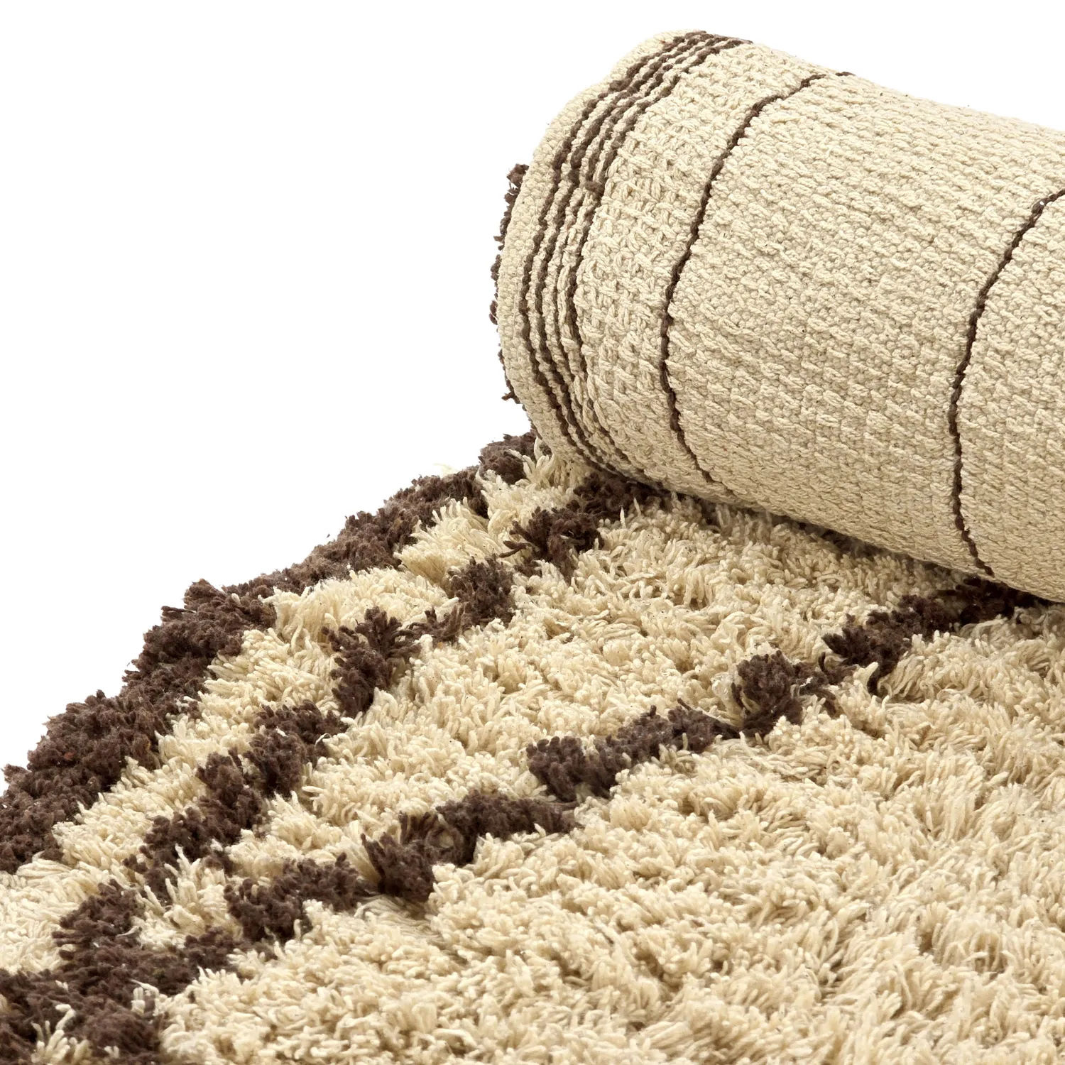 Tapete redondo - Lana Natural Cotton Shaggy (bege/marrom)