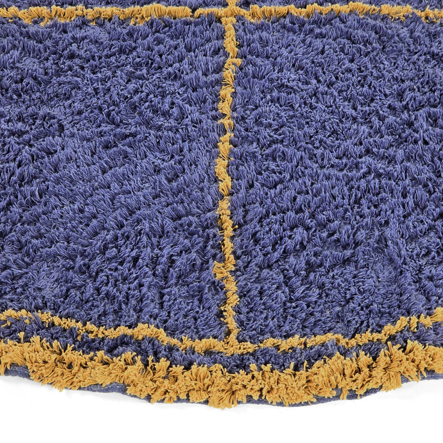 Tapete redondo - Lana Natural Cotton Shaggy (azul/amarelo)