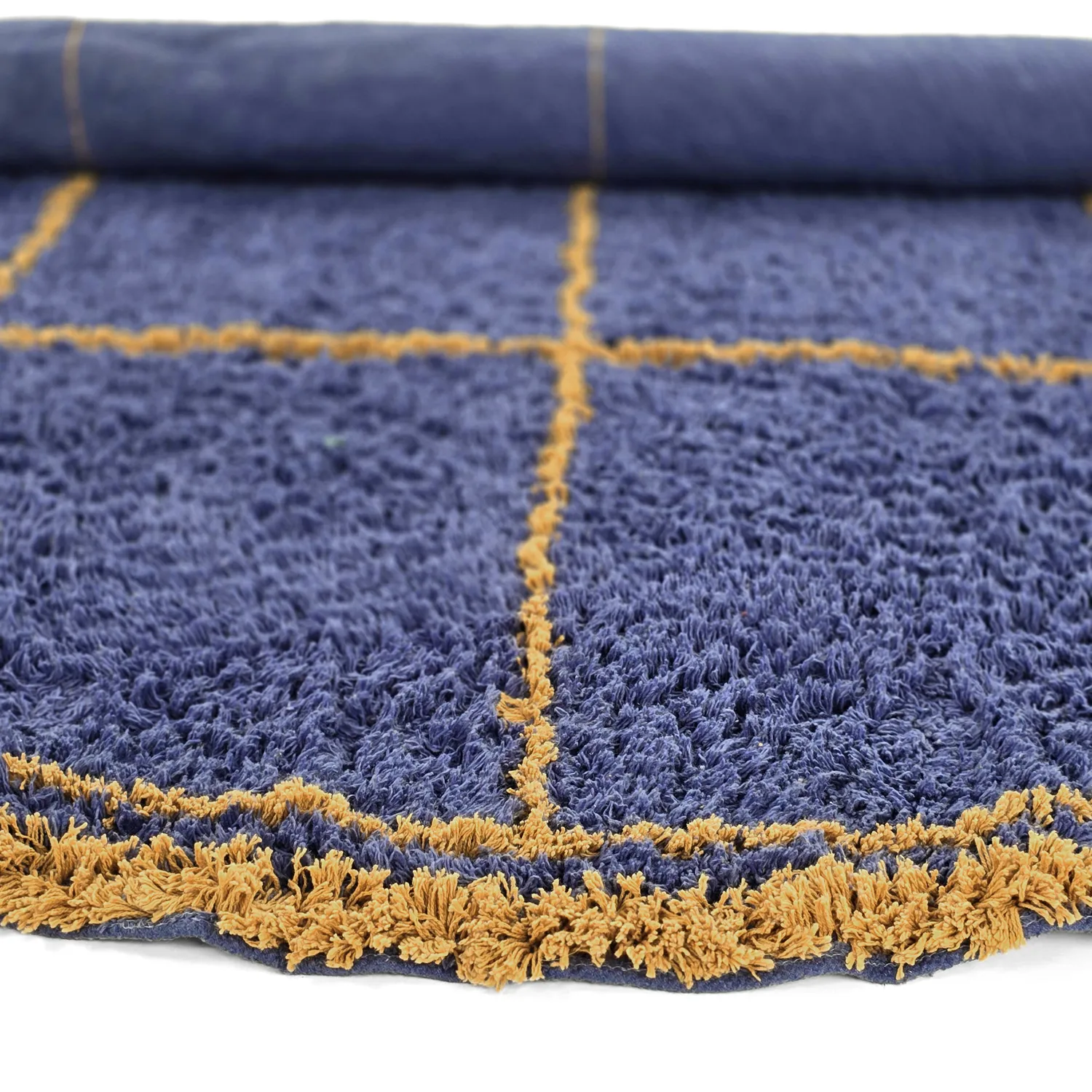 Tapete redondo - Lana Natural Cotton Shaggy (azul/amarelo)