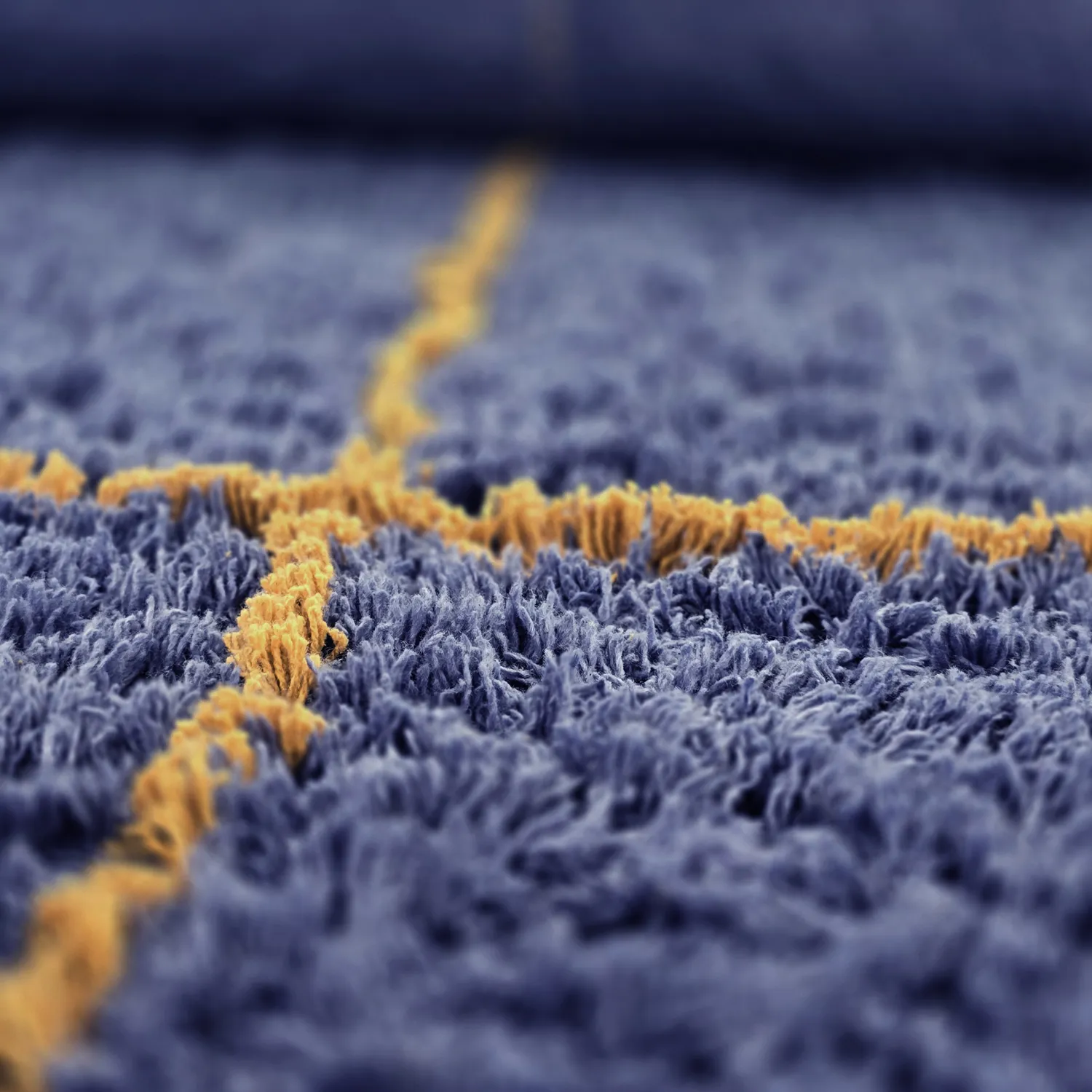 Tapete redondo - Lana Natural Cotton Shaggy (azul/amarelo)