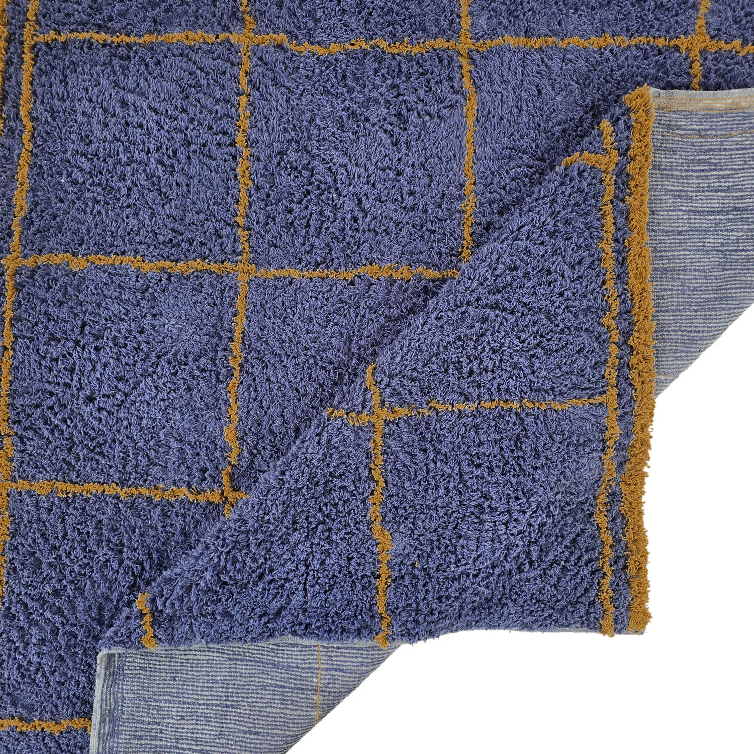 Tapetes felpudos - Lana Natural Cotton Shaggy (azul/amarelo)