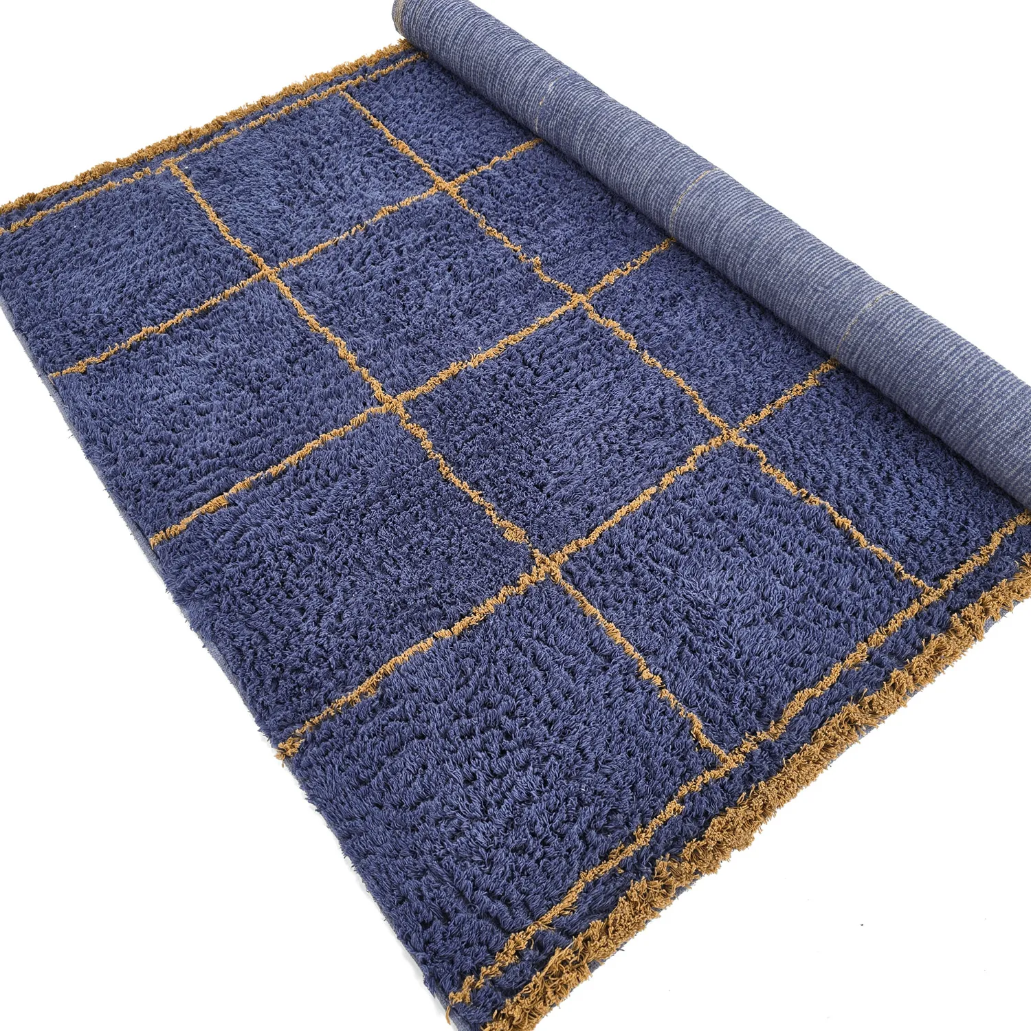 Tapetes felpudos - Lana Natural Cotton Shaggy (azul/amarelo)