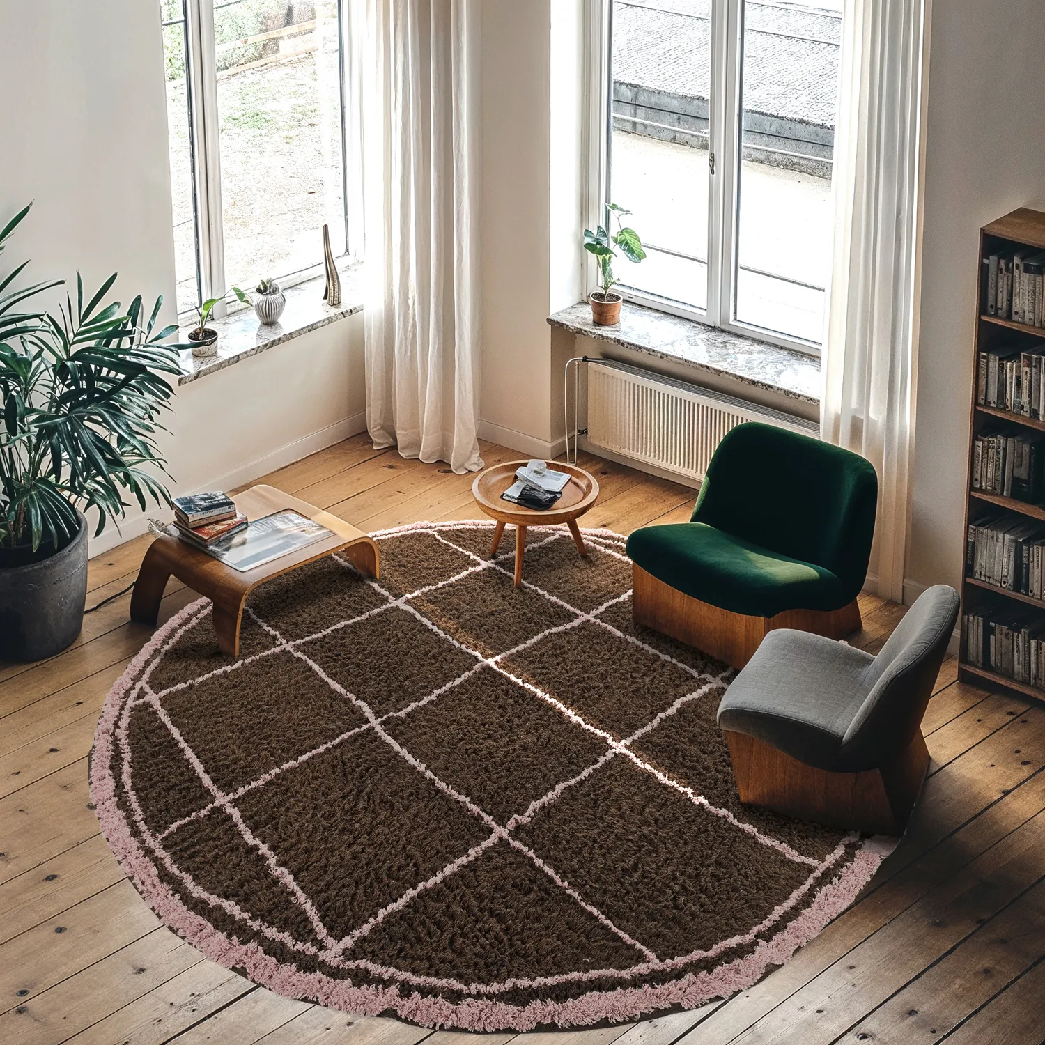 Tapete redondo - Lana Natural Cotton Shaggy (marrom)