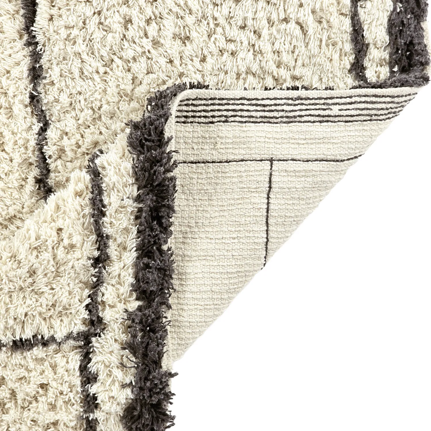 Tapetes felpudos - Lana Natural Cotton Shaggy (creme/cinza escuro)