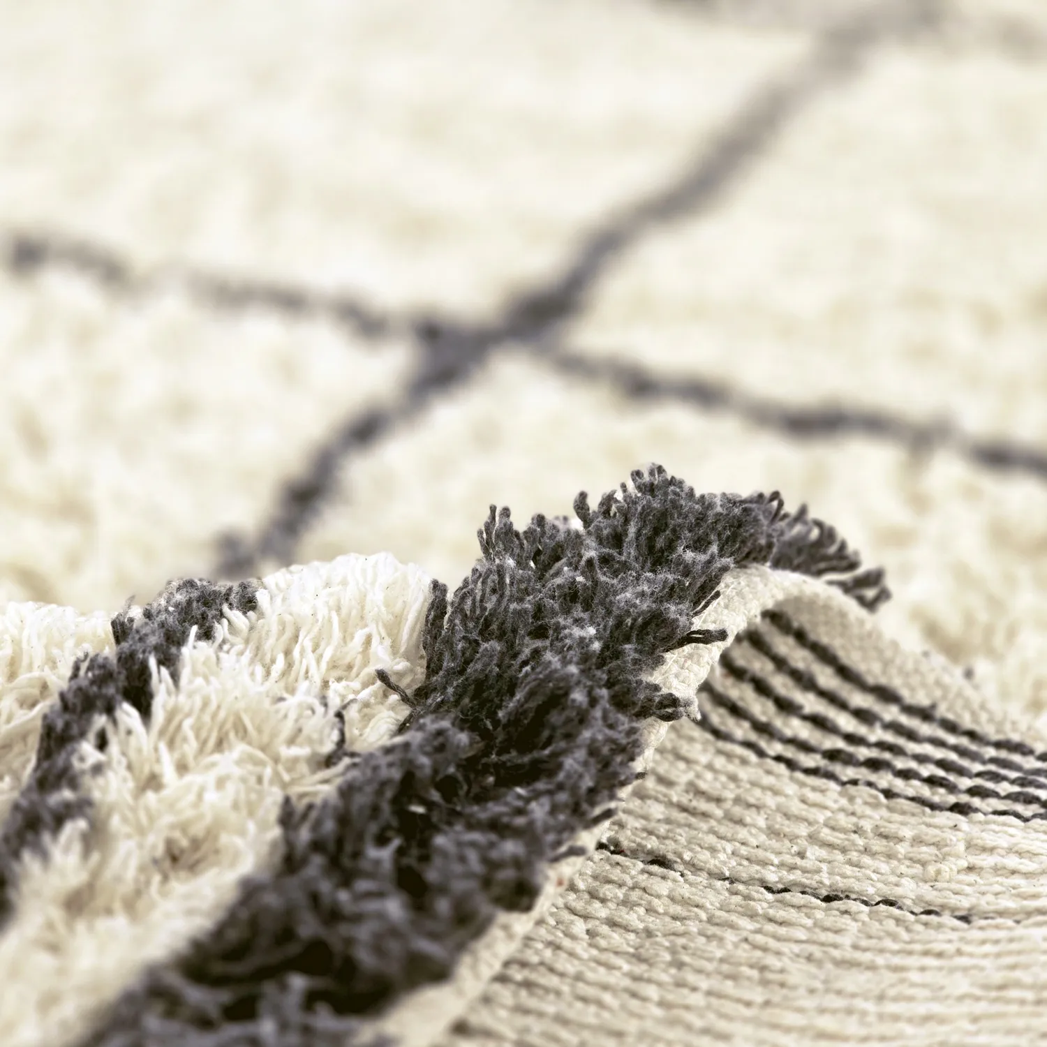 Tapetes felpudos - Lana Natural Cotton Shaggy (creme/cinza escuro)