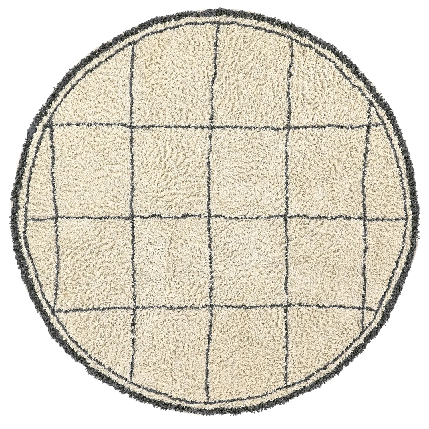 Tapete redondo - Lana Natural Cotton Shaggy (creme/cinza escuro)