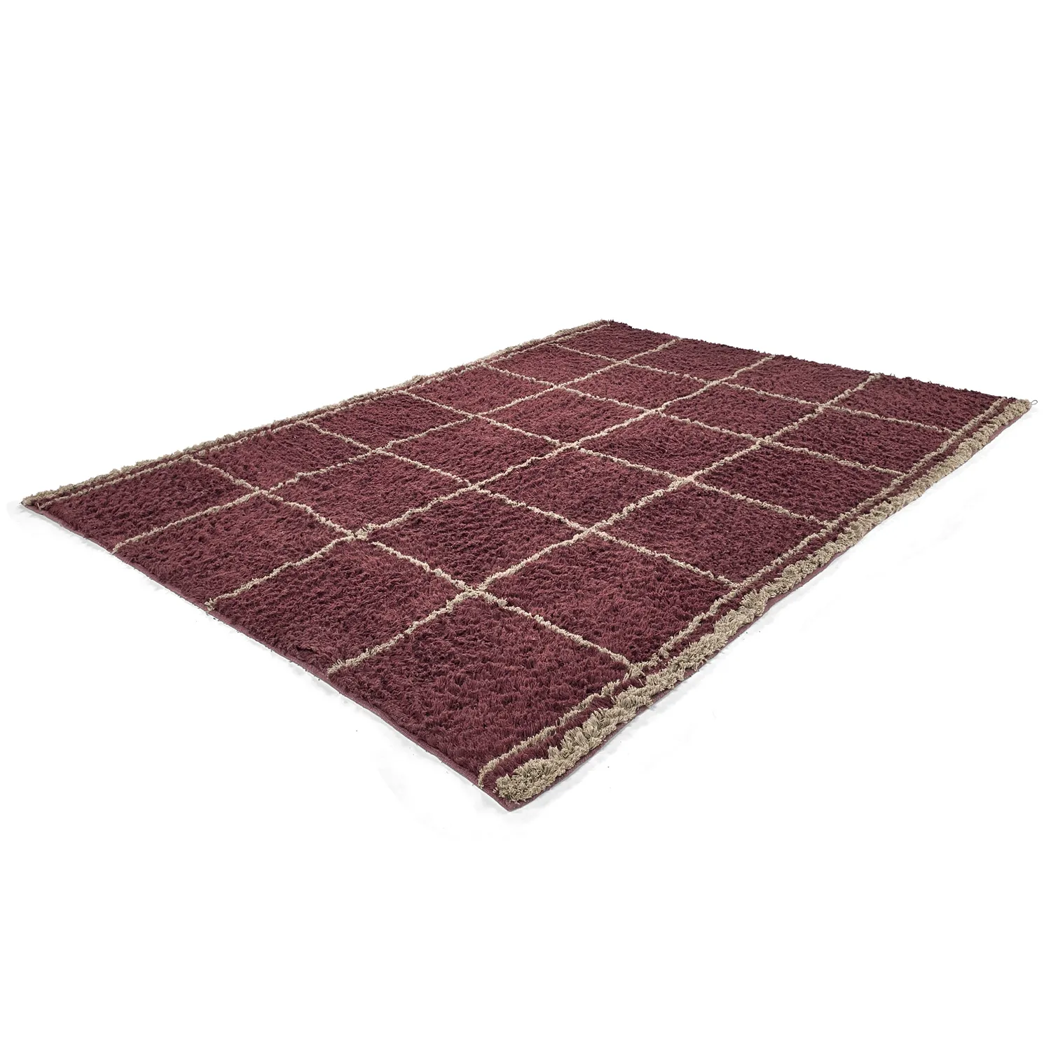 Tapetes felpudos - Lana Natural Cotton Shaggy (taupe/vermelho)