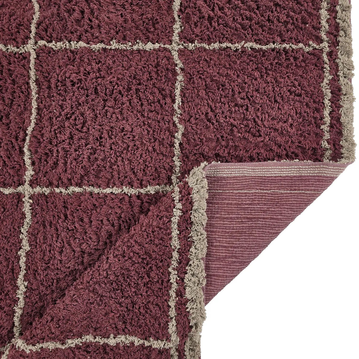 Tapetes felpudos - Lana Natural Cotton Shaggy (taupe/vermelho)