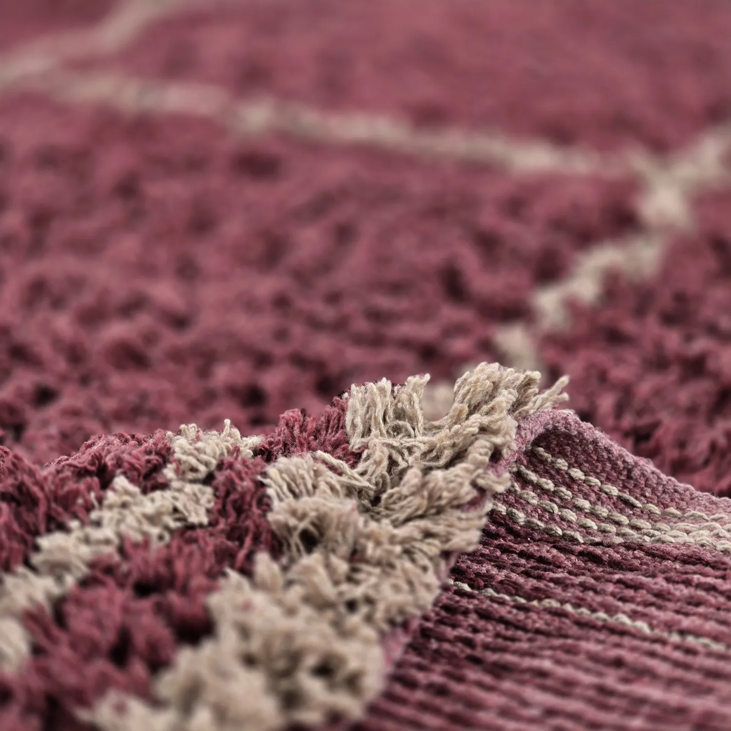 Tapetes felpudos - Lana Natural Cotton Shaggy (taupe/vermelho)