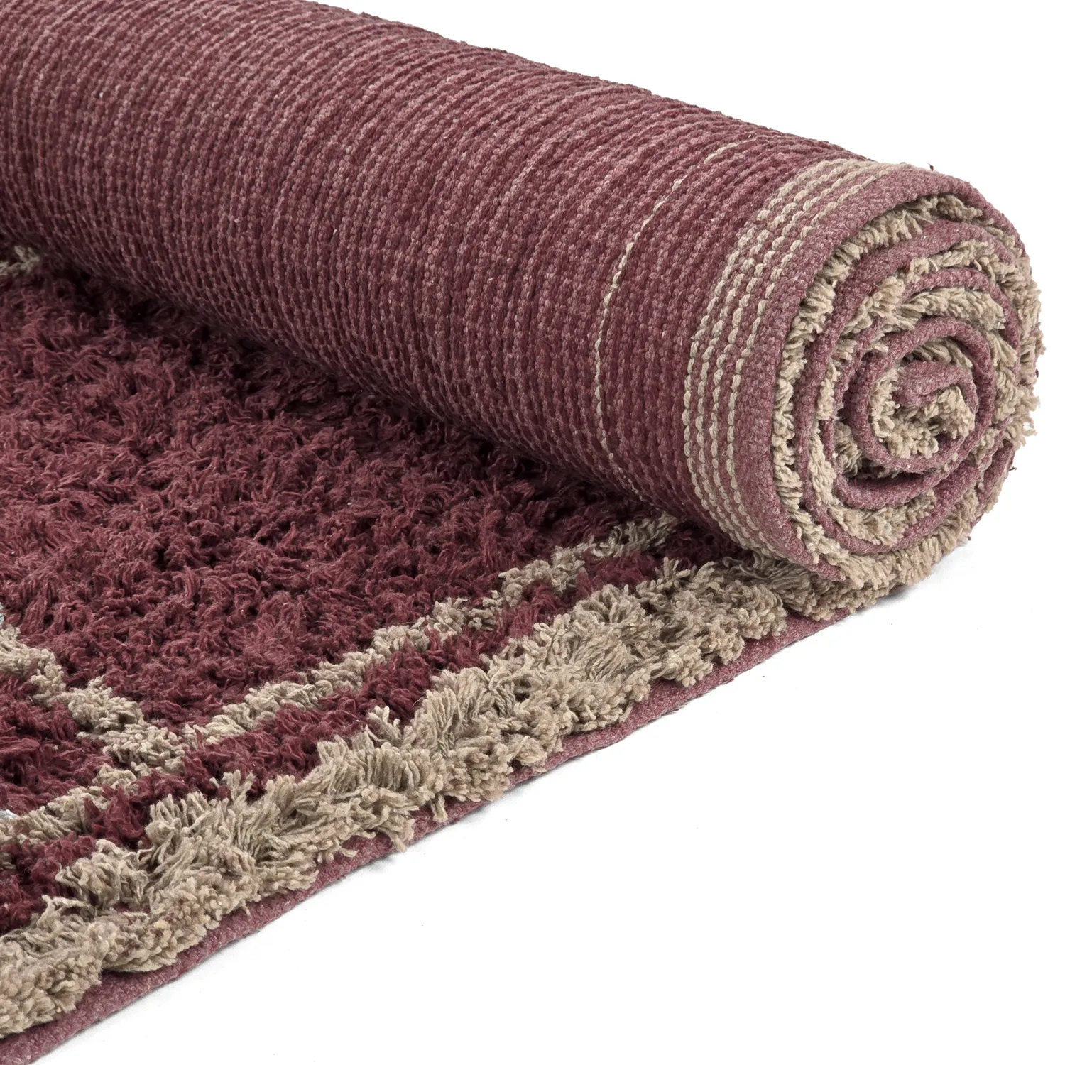 Tapetes felpudos - Lana Natural Cotton Shaggy (taupe/vermelho)