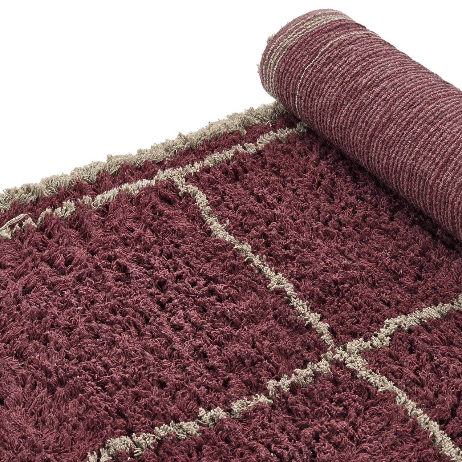 Tapetes felpudos - Lana Natural Cotton Shaggy (taupe/vermelho)