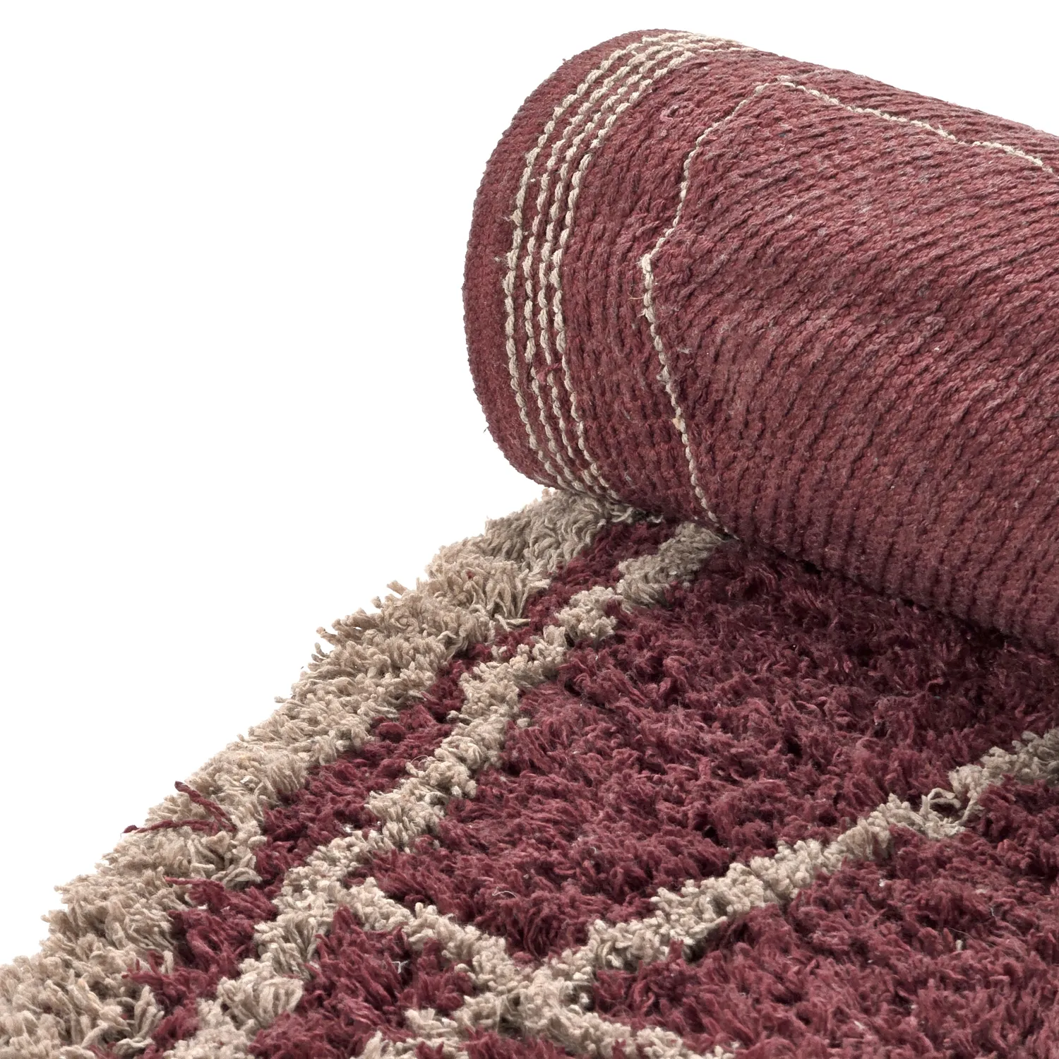 Tapete redondo - Lana Natural Cotton Shaggy (taupe/vermelho)