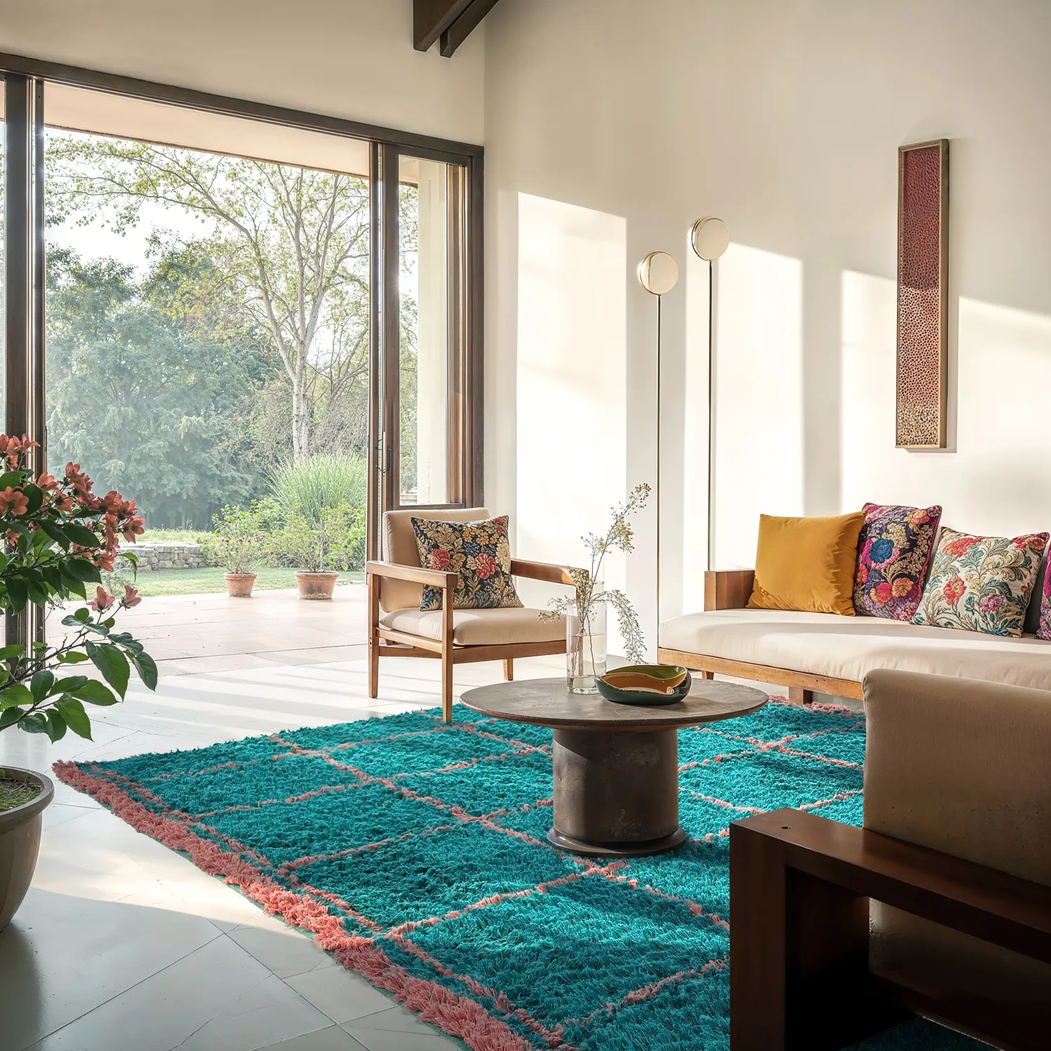 Tapetes felpudos - Lana Natural Cotton Shaggy (turquesa/rosa)