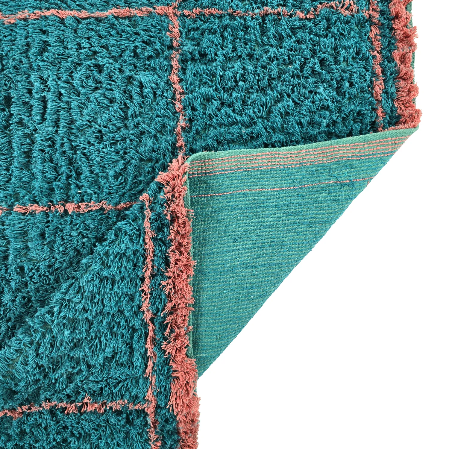 Tapetes felpudos - Lana Natural Cotton Shaggy (turquesa/rosa)