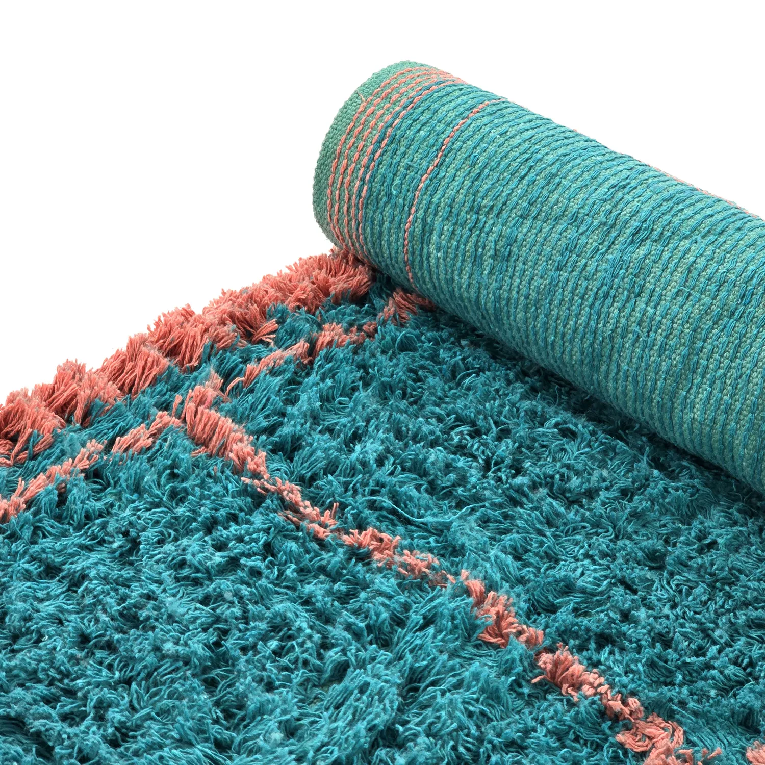 Tapetes felpudos - Lana Natural Cotton Shaggy (turquesa/rosa)