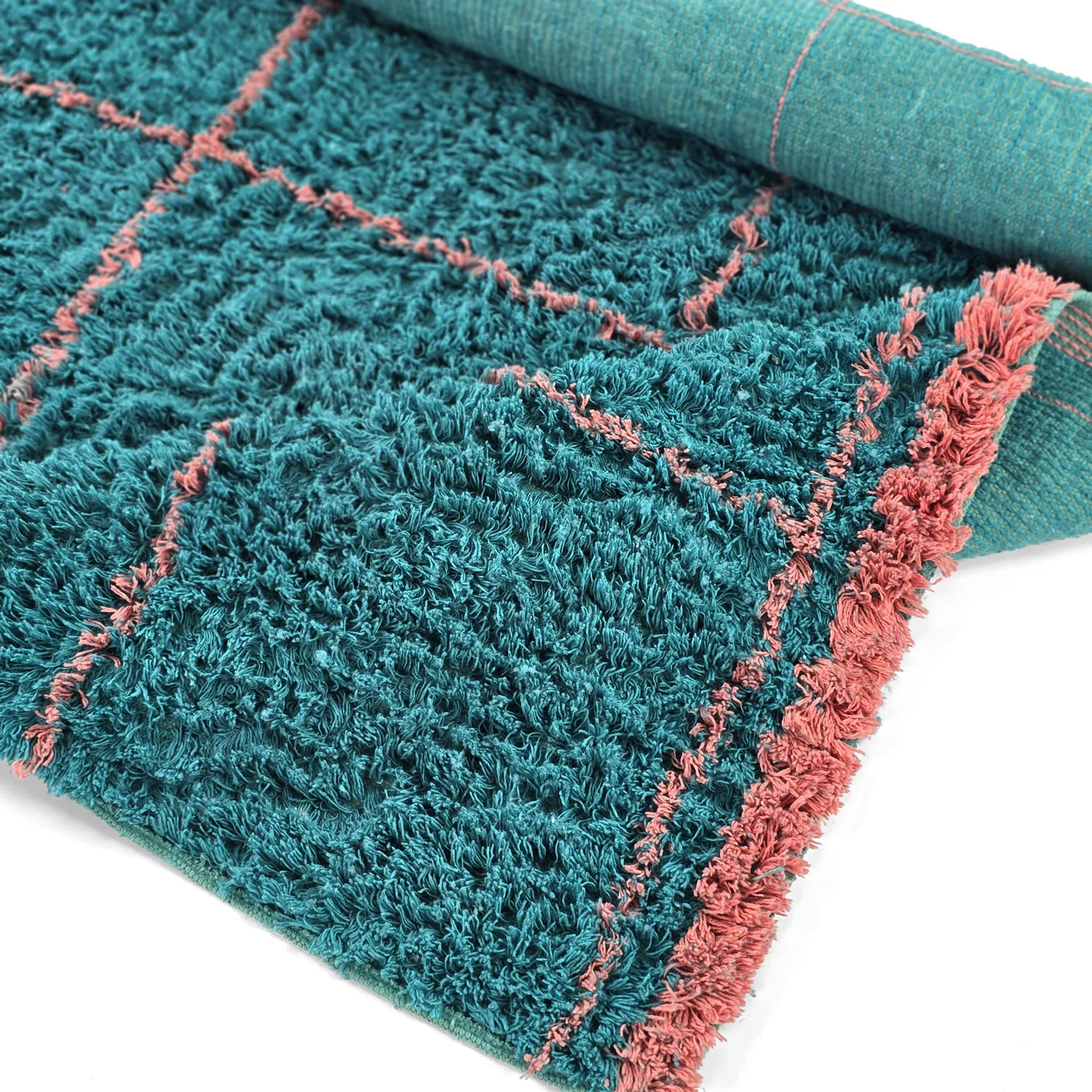 Tapetes felpudos - Lana Natural Cotton Shaggy (turquesa/rosa)