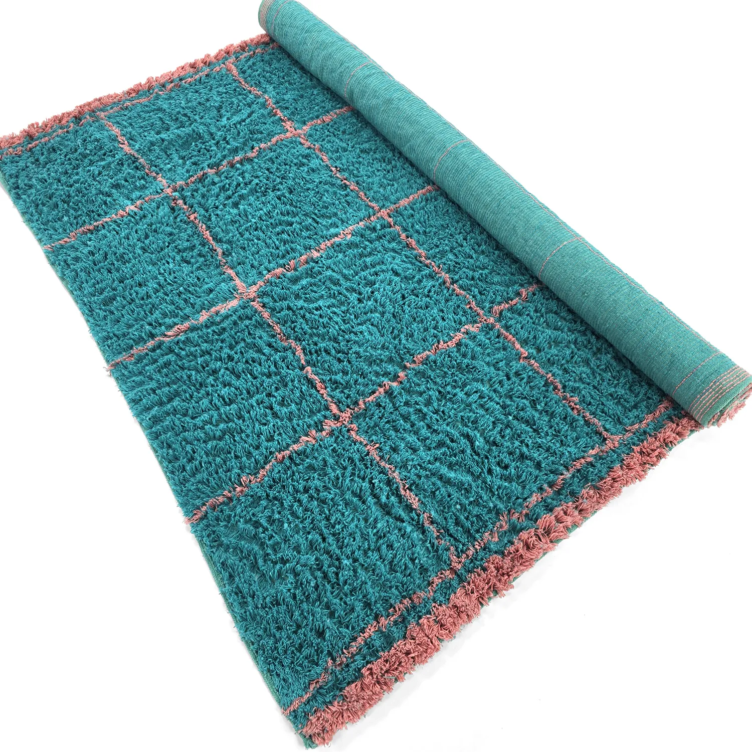 Tapetes felpudos - Lana Natural Cotton Shaggy (turquesa/rosa)