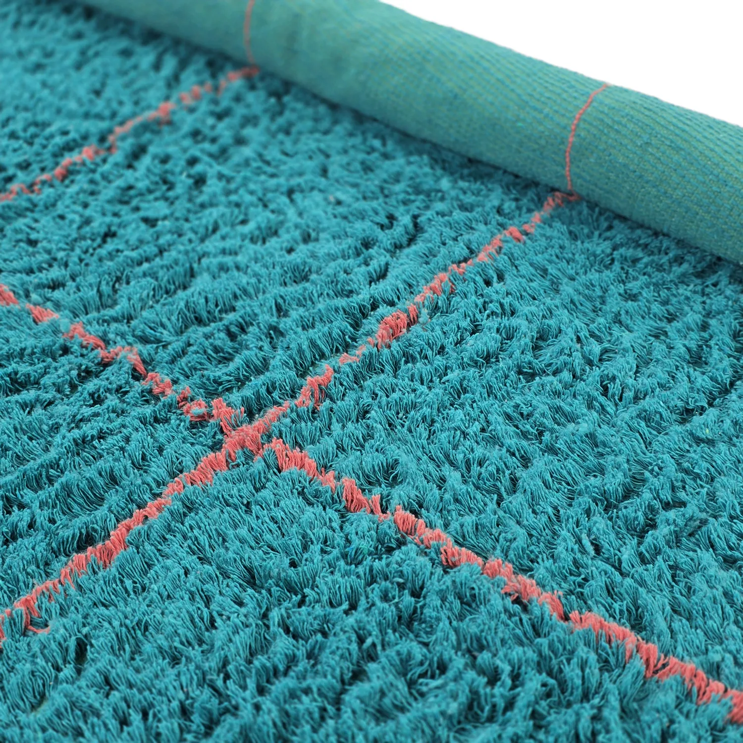 Tapete redondo - Lana Natural Cotton Shaggy (turquesa/rosa)