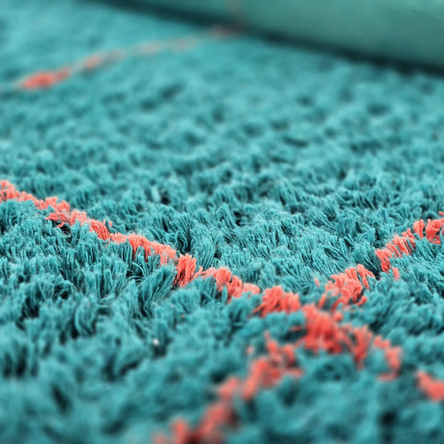 Tapete redondo - Lana Natural Cotton Shaggy (turquesa/rosa)