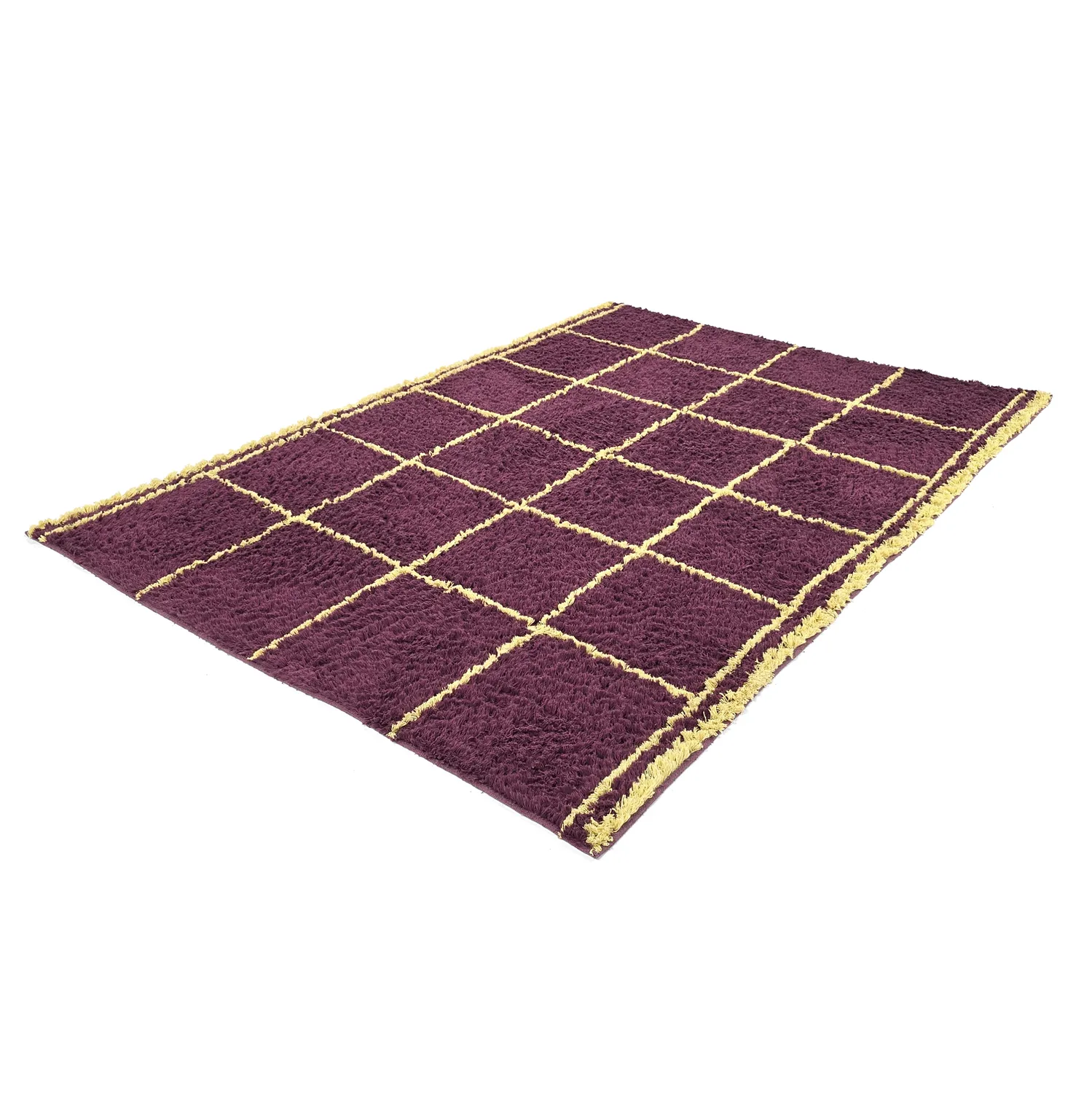 Tapetes felpudos - Lana Natural Cotton Shaggy (borgonha/amarelo)