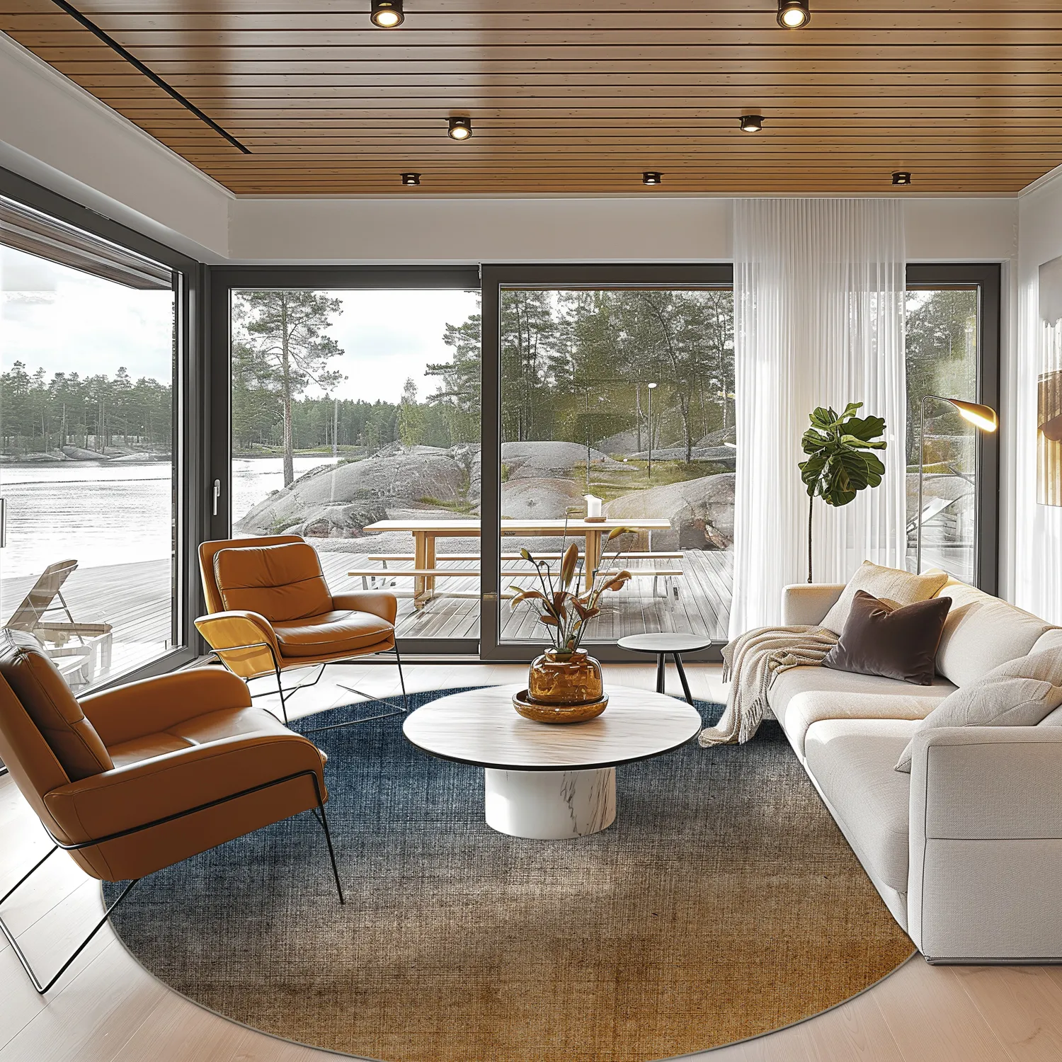 Tapete redondo - Librilla (marrom/azul)